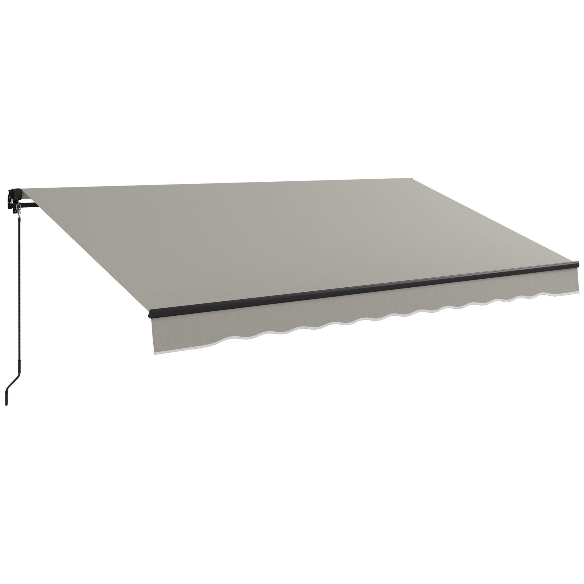 Outsunny 12' x 10' Retractable Awning, 280gsm UV Resistant Sunshade Shelter, for Deck, Balcony, Yard, Light Grey