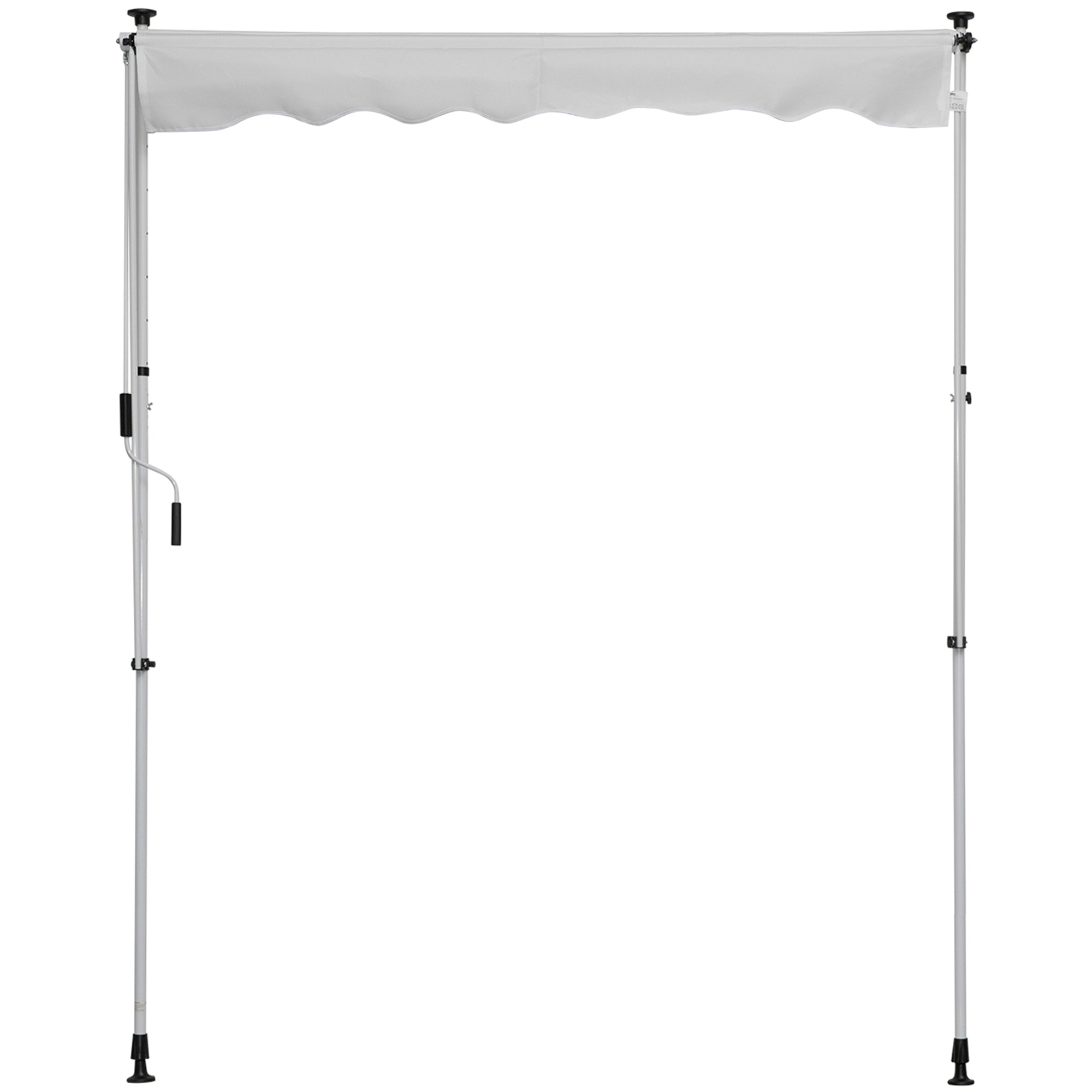 Outsunny 6.6'x5' Manual Retractable Patio Awning Window Door Sun Shade Deck Canopy Shelter Water Resistant UV Protector White