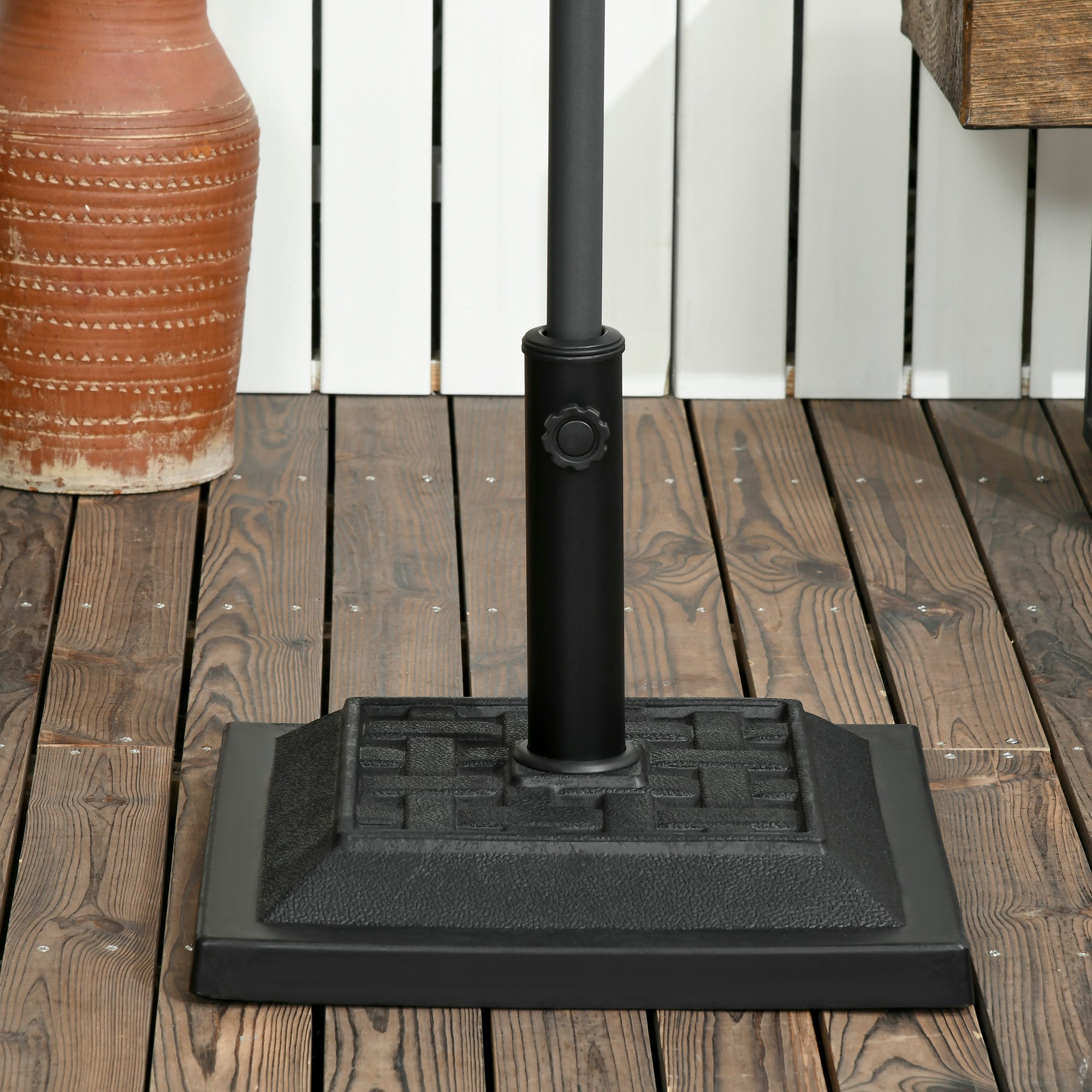 Outsunny 26 lb Heavy Duty Patio Umbrella Base, Square Resin Market Umbrella Stand for Outdoor, Garden, Backyard, Black