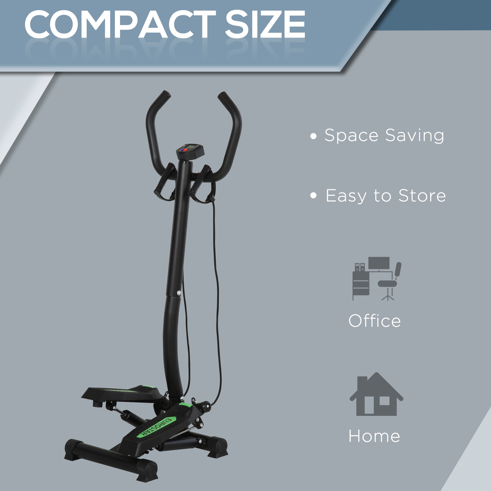 Soozier Adjustable Twist Stepper w/ LCD Monitor and Resistance Bands, Stair Stepper Aerobic Body Workout Fitness Machine for Home Gym