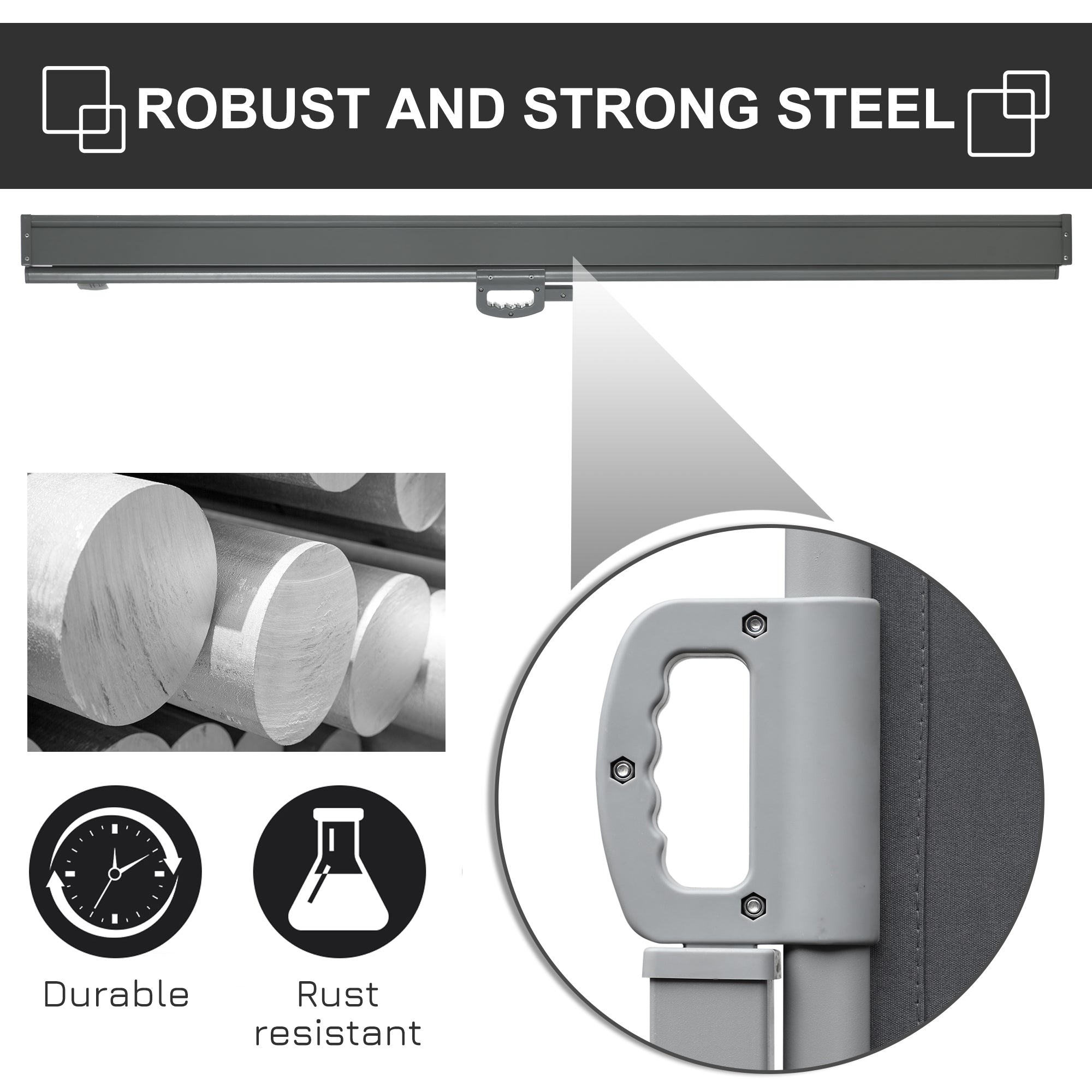 Outsunny 118" x 71" Outdoor Folding Privacy Screen Retractable Side Awning Patio with Resistance to UV Rays and Wind Grey