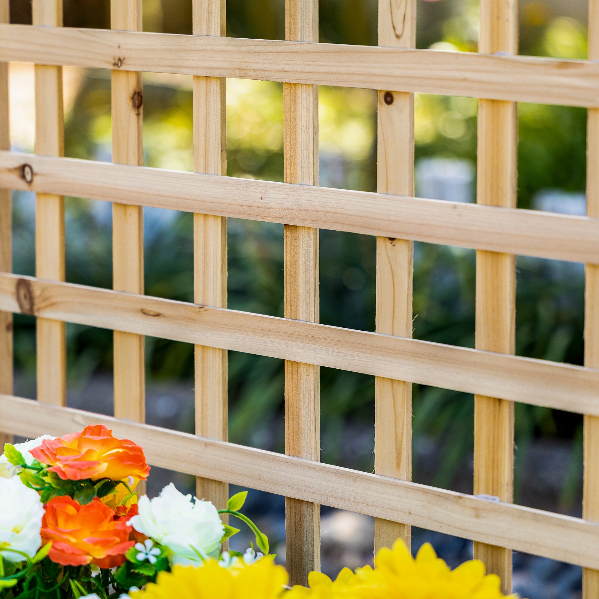 Outsunny Raised Garden Bed with Trellis, Wood Planter Box for Garden, Free Standing Flower Bed, 25.2" x 11" x 47.2" Natural Wood
