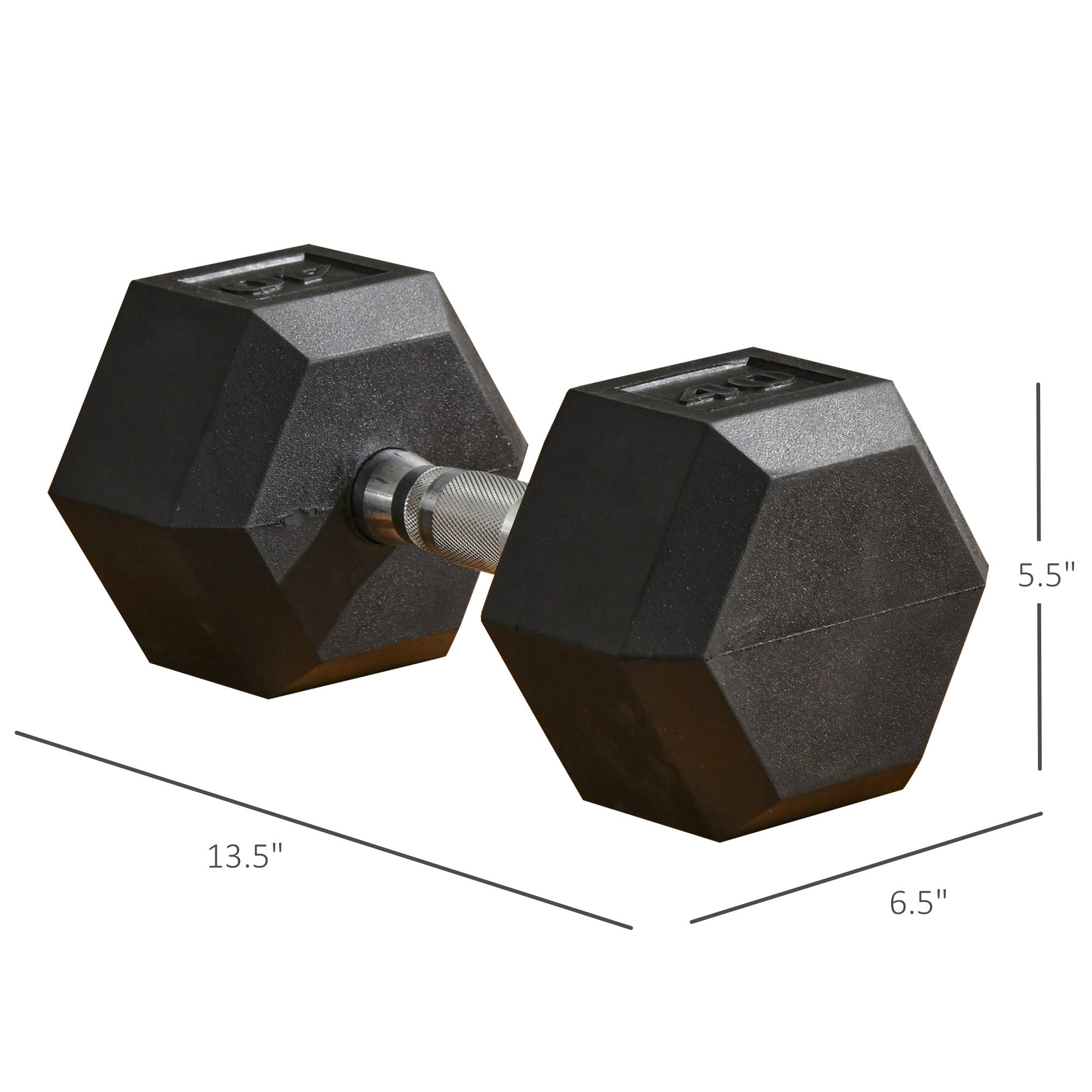 Soozier 40lbs Rubber Dumbbells Weight Dumbbell Hand Weight Barbell for Body Fitness Training for Home Office Gym, Black