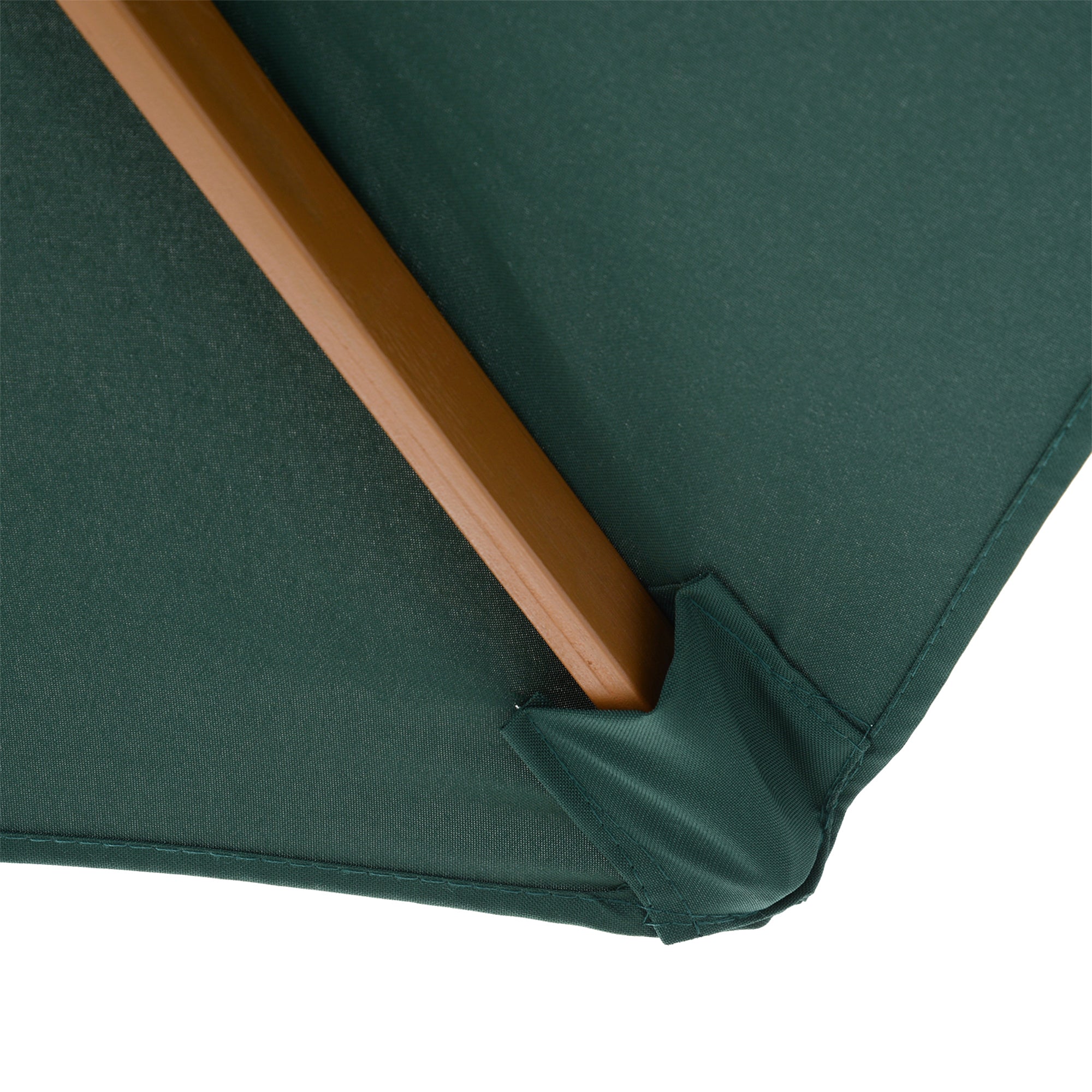 Outsunny 8FT Wood Market Umbrella Patio Umbrella Round Garden Parasol Canopy with Bamboo Ribs and Top Vent, Dark Green