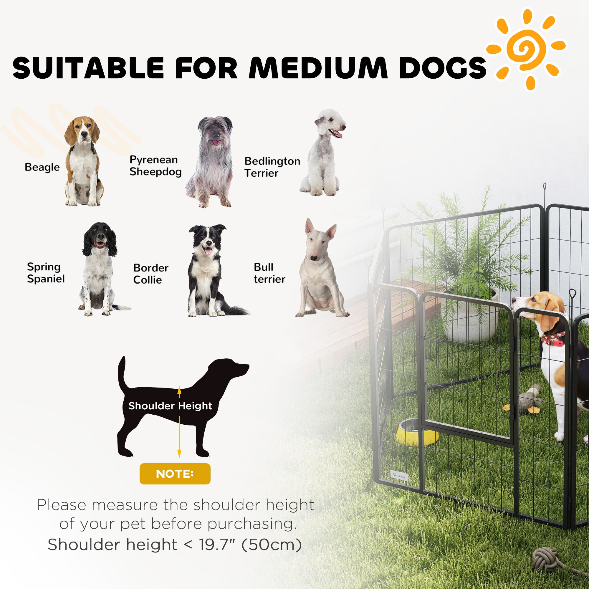 PawHut Heavy Duty Dog Playpen with Door for Medium Dogs, 6 Panels, 31.5"H