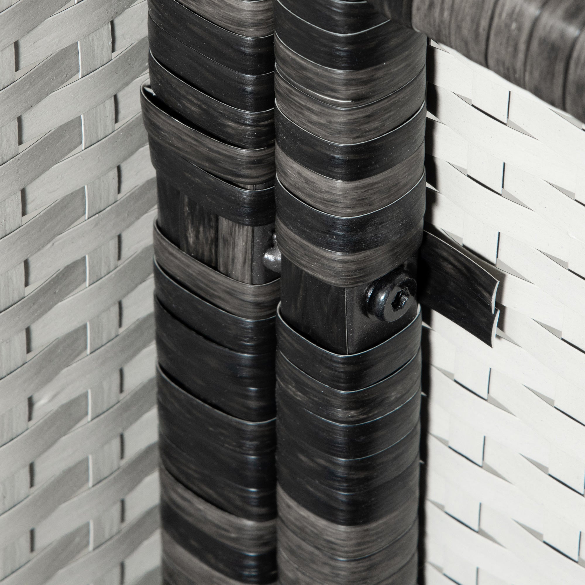Outsunny Rolling Pool Storage Rattan Patio Furniture Outdoor Storage Wicker Organizer for Floats, Paddles, Balls, Towels, Grey