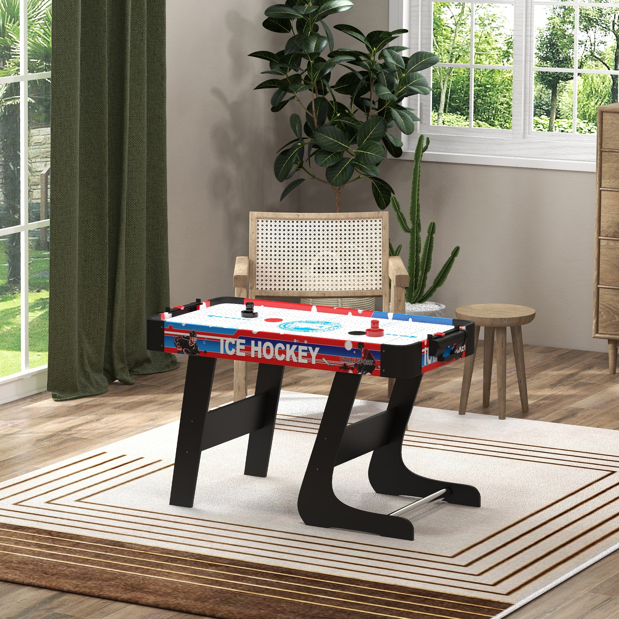 Soozier Folding Air Hockey Table 40" Arcade Table with 2 Pucks, 2 Pushers, Scoreboard for Family Game Room, Living Room, White