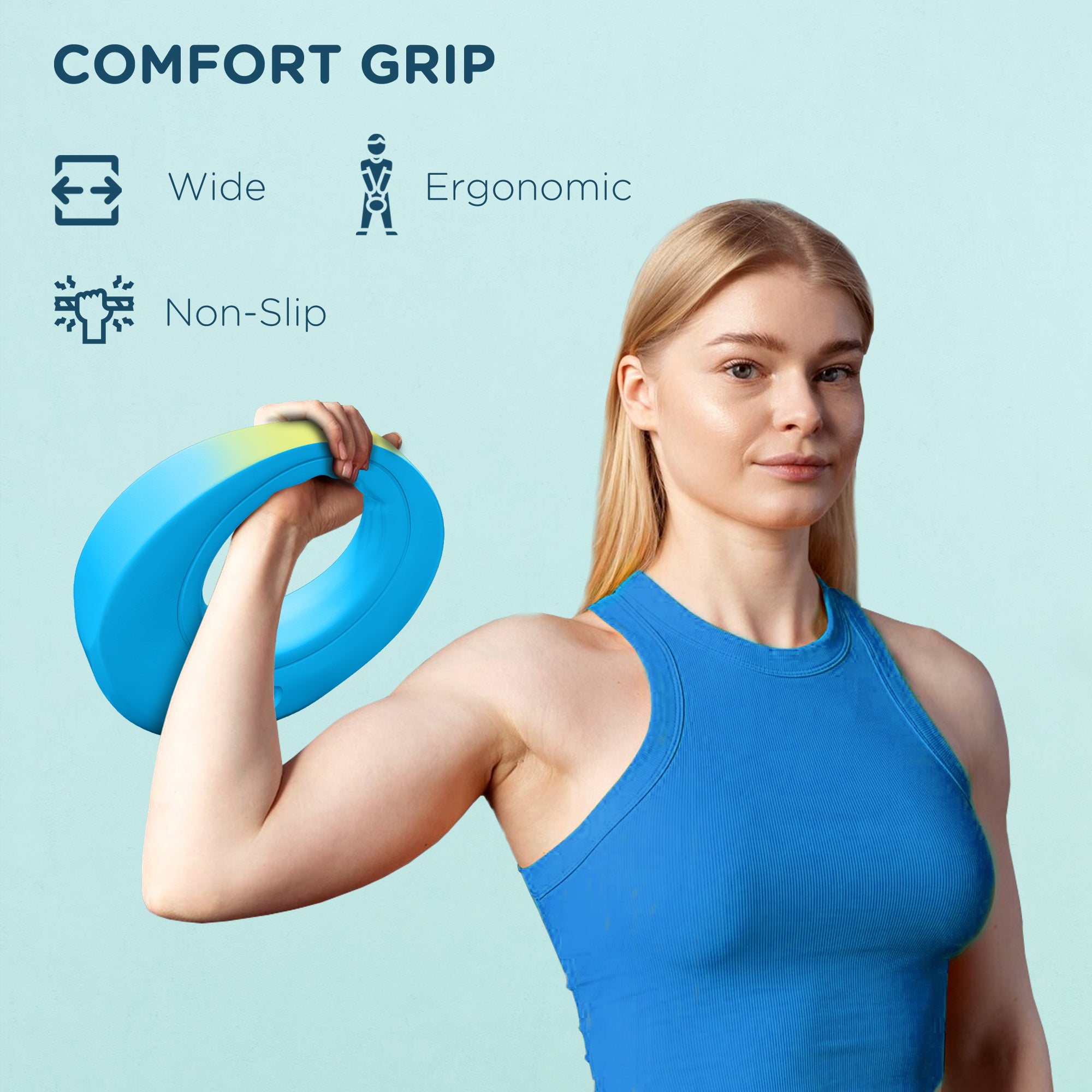 Soozier 13lbs Kettlebell, Soft Kettle Bell with Wide Handle for Home Gym Weight Lifting and Strength Training, Light Blue