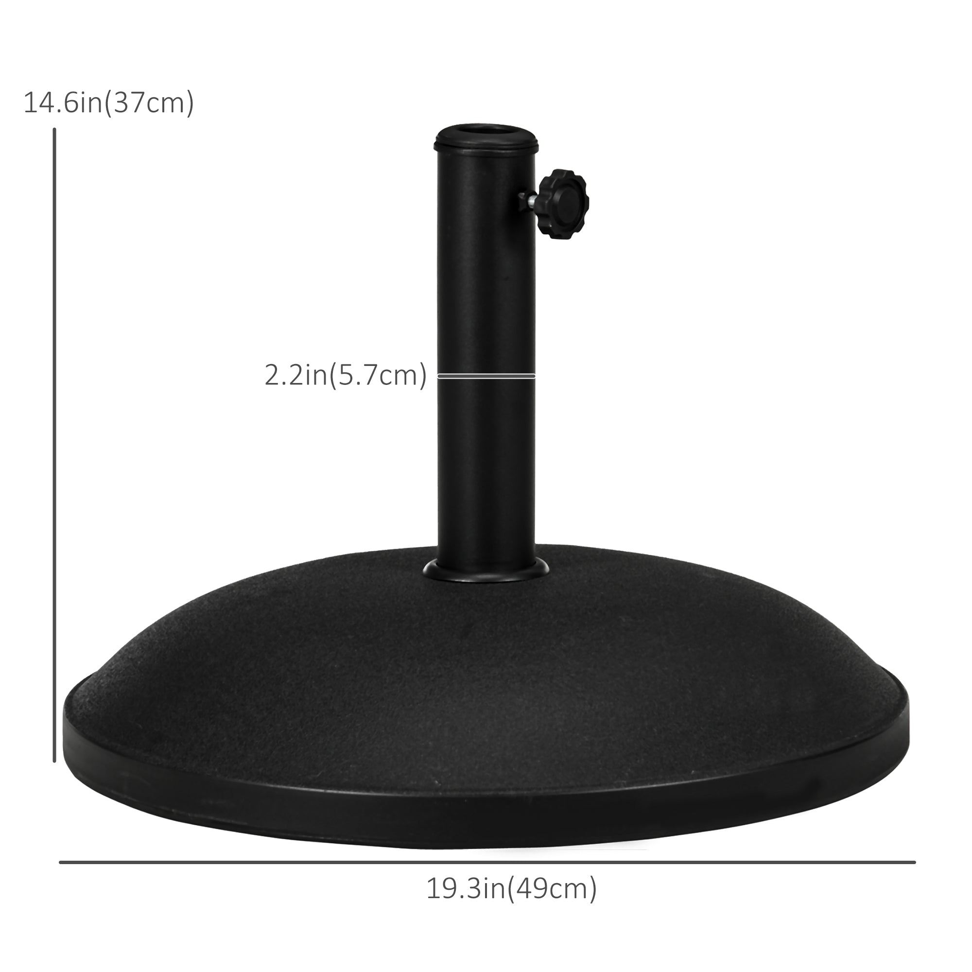 Outsunny 55 lbs Cement Umbrella Base Holder 20" Heavy Duty Round Parasol Stand for Patio, Outdoor, Backyard, Black