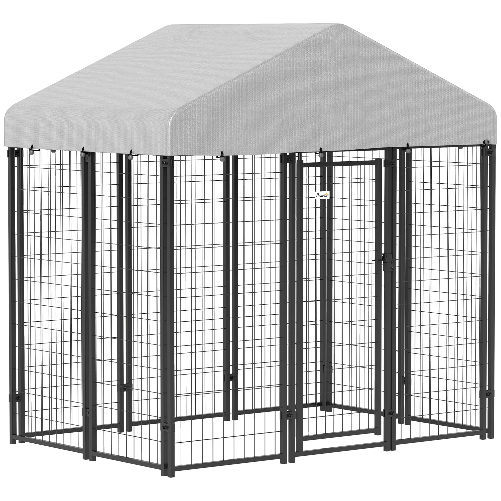 PawHut Outdoor Dog Kennel with Waterproof UV-Resistant Cover, for Medium and Small Dogs, 6' x 4' x 6', Silver