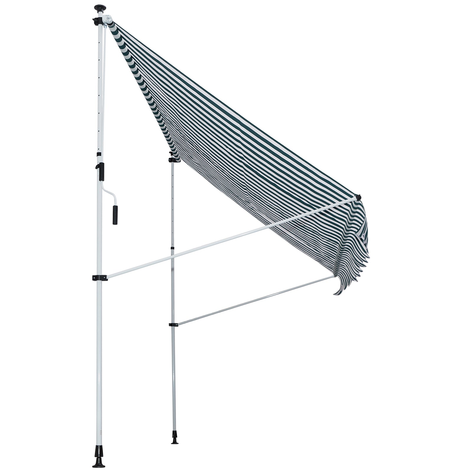 Outsunny 10x5ft Manual Retractable Awning, Patio Sun Shade Canopy Shelter with 5.6-9.2ft Support Pole, Water Resistant UV Protector, for Window, Door, Porch, Deck, Green