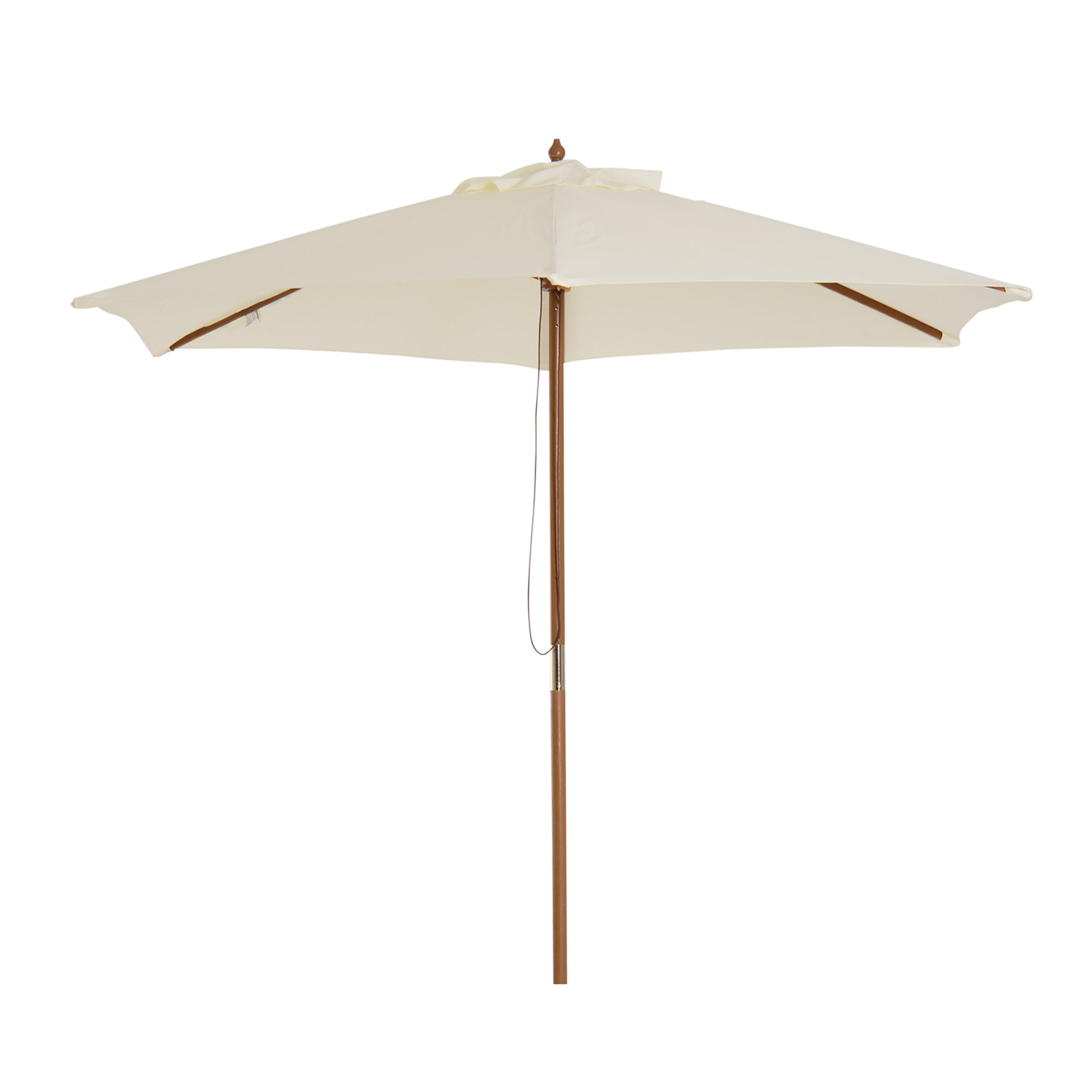 Outsunny 8FT Wood Market Umbrella Patio Umbrella Round Garden Parasol Canopy with Bamboo Ribs and Top Vent, Cream White