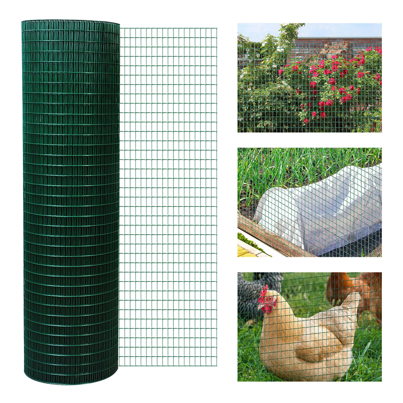 PawHut Chicken Wire Fencing 98' x 3', 1" x 0.5" Rectangle Chicken Wire for Crafts Garden Poultry, Metal Hardware Cloth Netting for Chicken Coops, Rabbit Cage, Dark Green