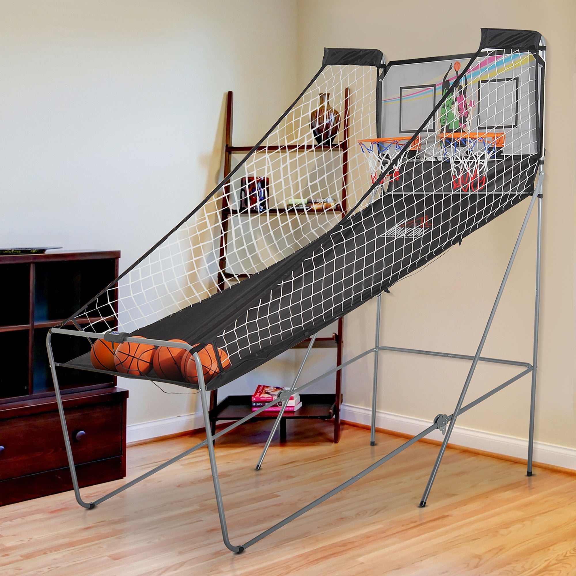 HOMCOM Double Shots Arcade Basketball System Foldable Two Player Basketball