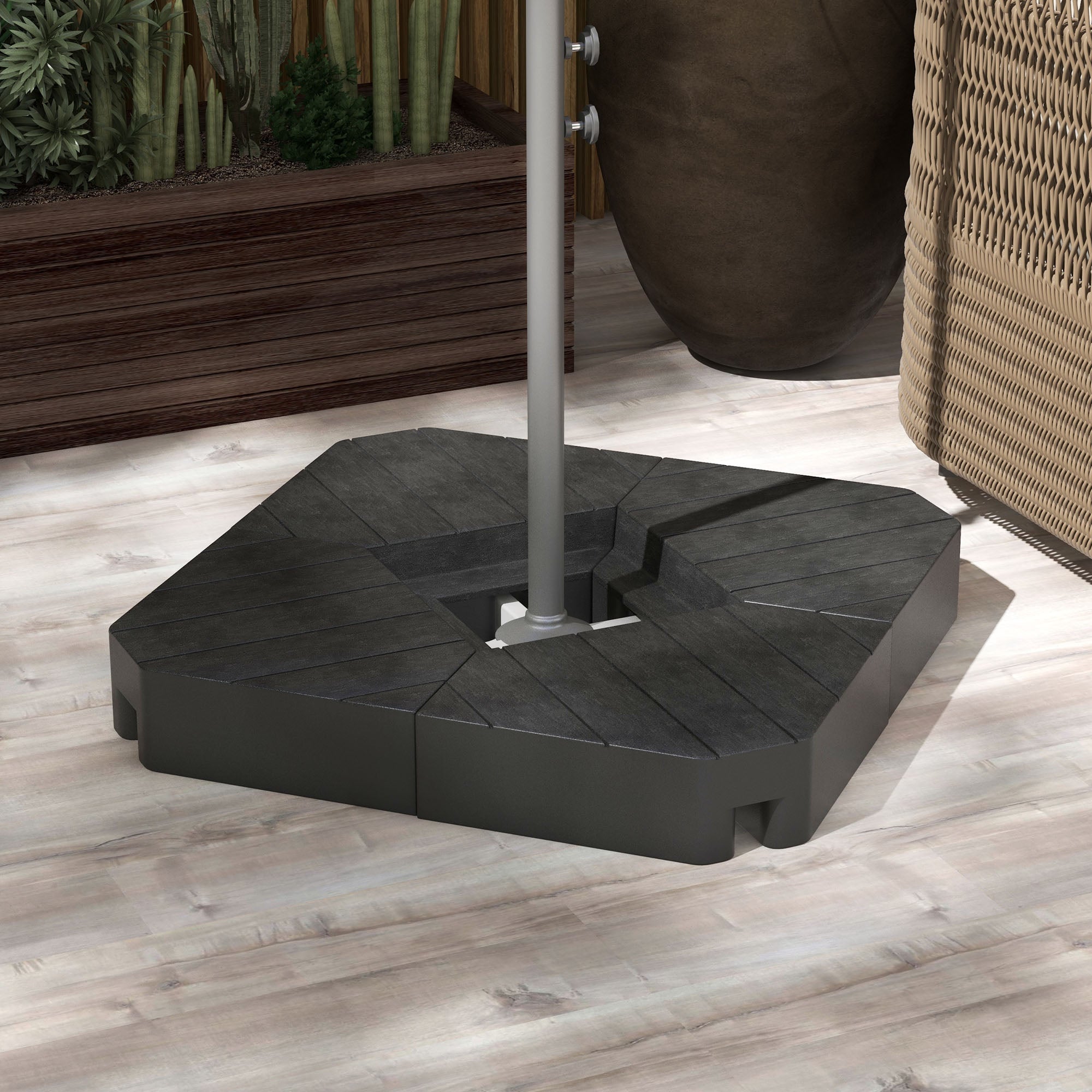 Outsunny Offset Umbrella Base Outdoor Umbrella Weights, 132 lb. Capacity Water or 176 lb. Capacity Sand, Black
