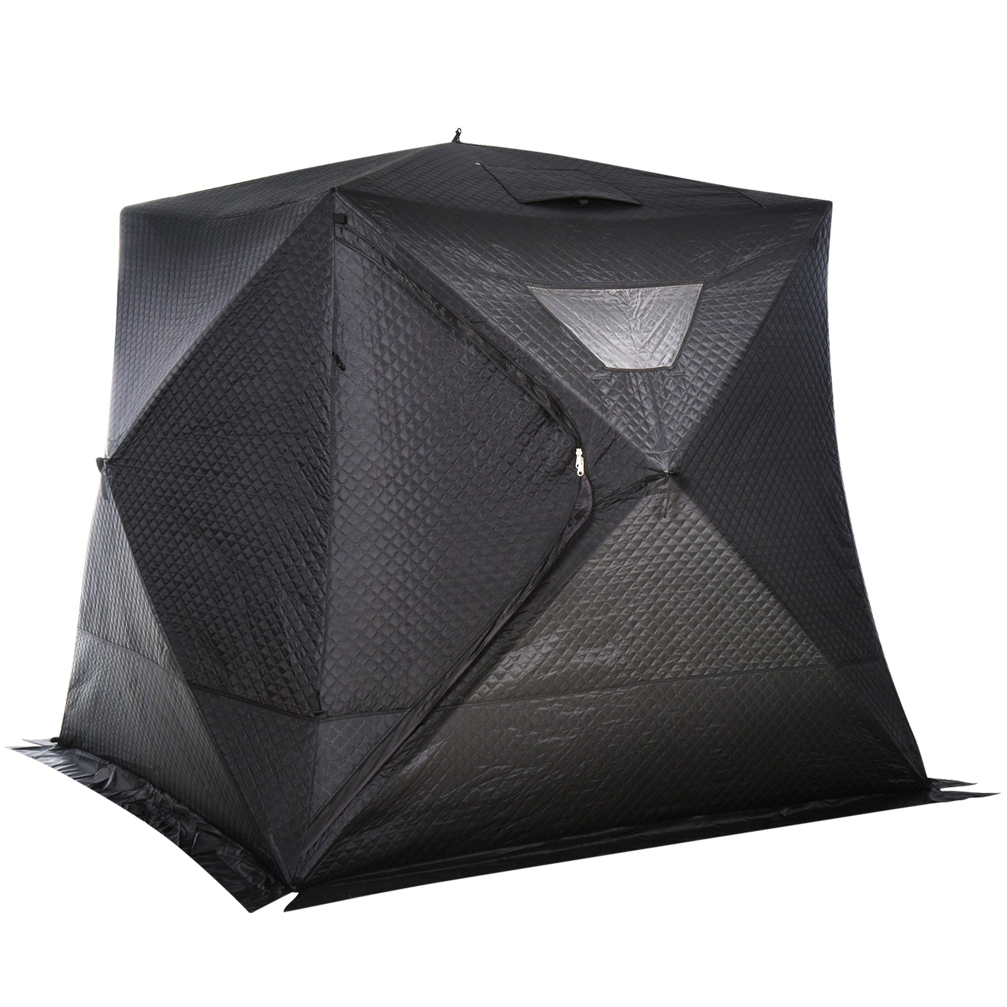 Outsunny 4-Person Insulated Ice Fishing Tent, Portable Ice Fishing Shelter with Ventilation Windows, Carry Bag, Two Doors and Anchors for Low-Temp -22℉