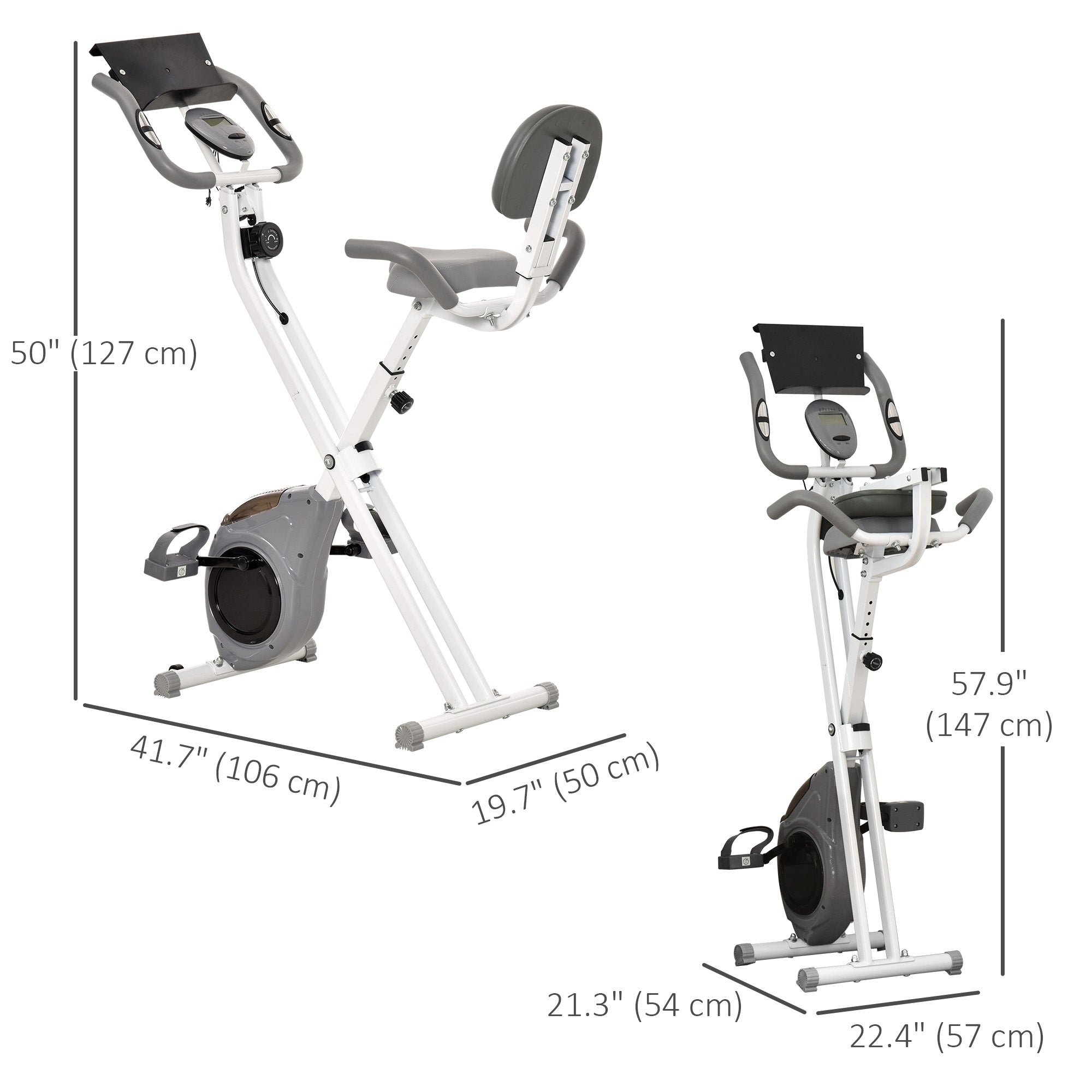 Soozier Folding Exercise Bike, Indoor Stationary Bike with 8-Level Magnetic Resistance and LCD Monitor, for Cardio Workout Grey