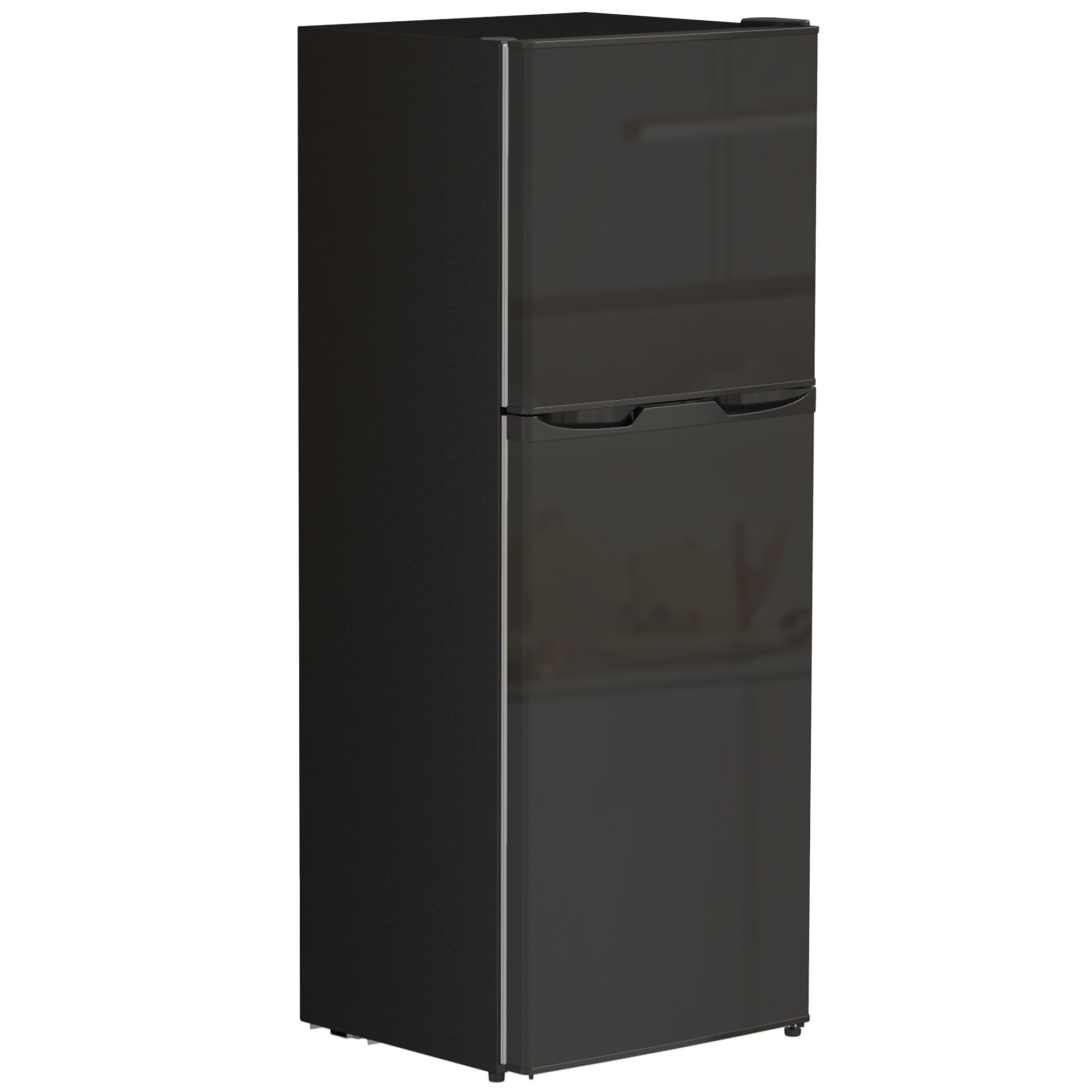 HOMCOM Double Door Mini Fridge with Freezer, 4.6 Cu.Ft Small Refrigerator with Thermostat, Shelves, Reversible Door, Black