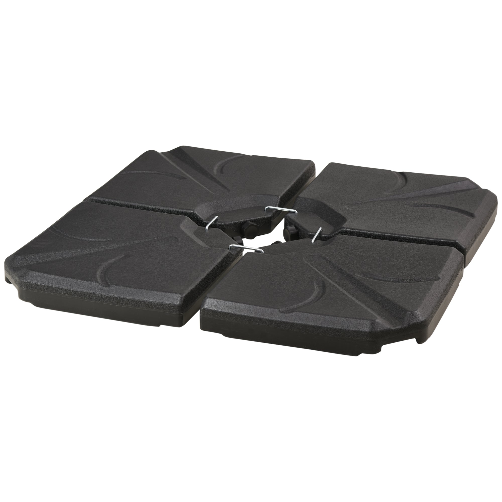 Outsunny 4 Piece Umbrella Base Stand Cantilever Offset Patio Umbrella Weight Plates w/ U Locking, 123 lb Capacity Water or 158 lb Capacity Sand, Black