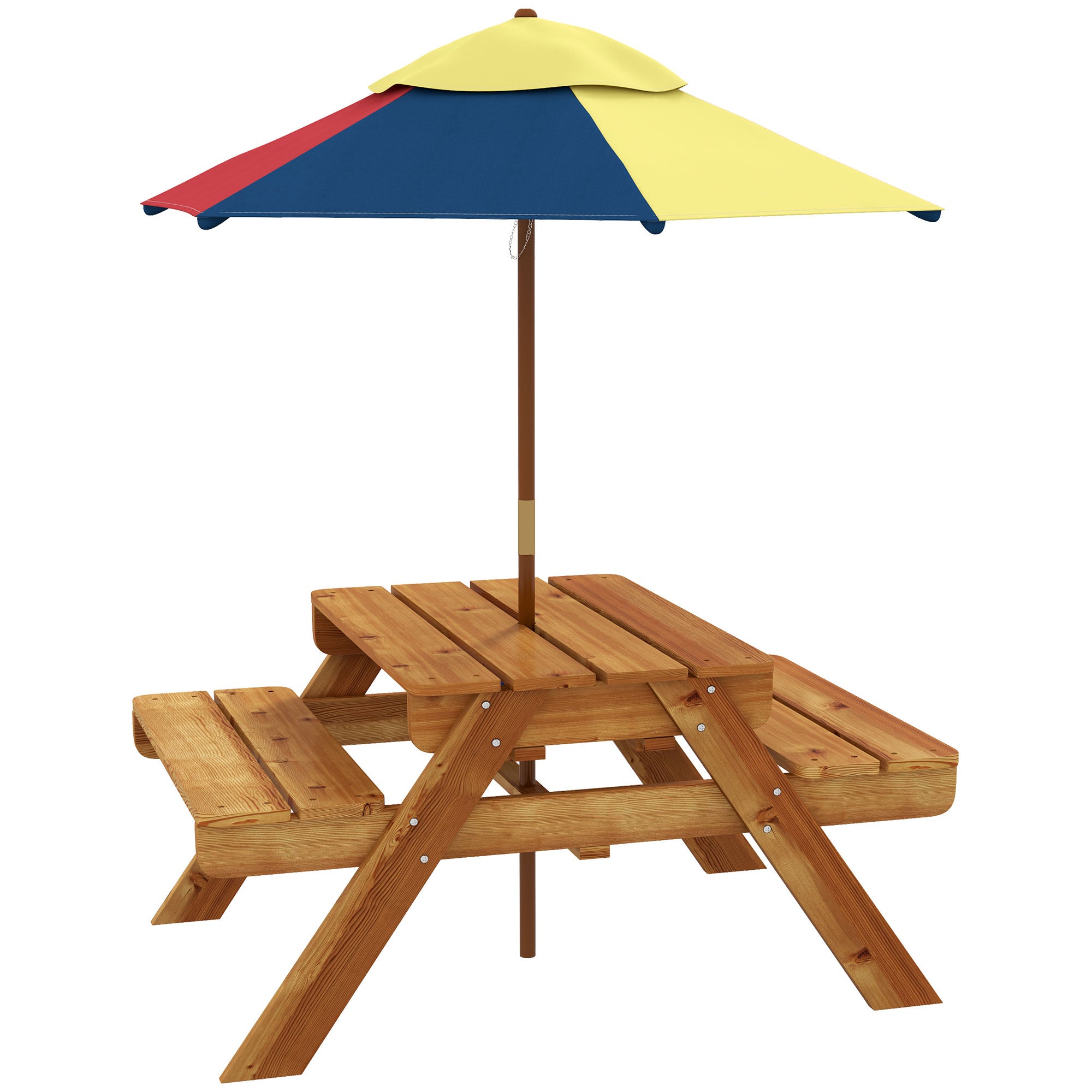 Outsunny Toddler Water Table Kids Sand & Water Table with Removable Foldable Umbrella for Patio Lawn Garden, Aged 3-6 Years Old