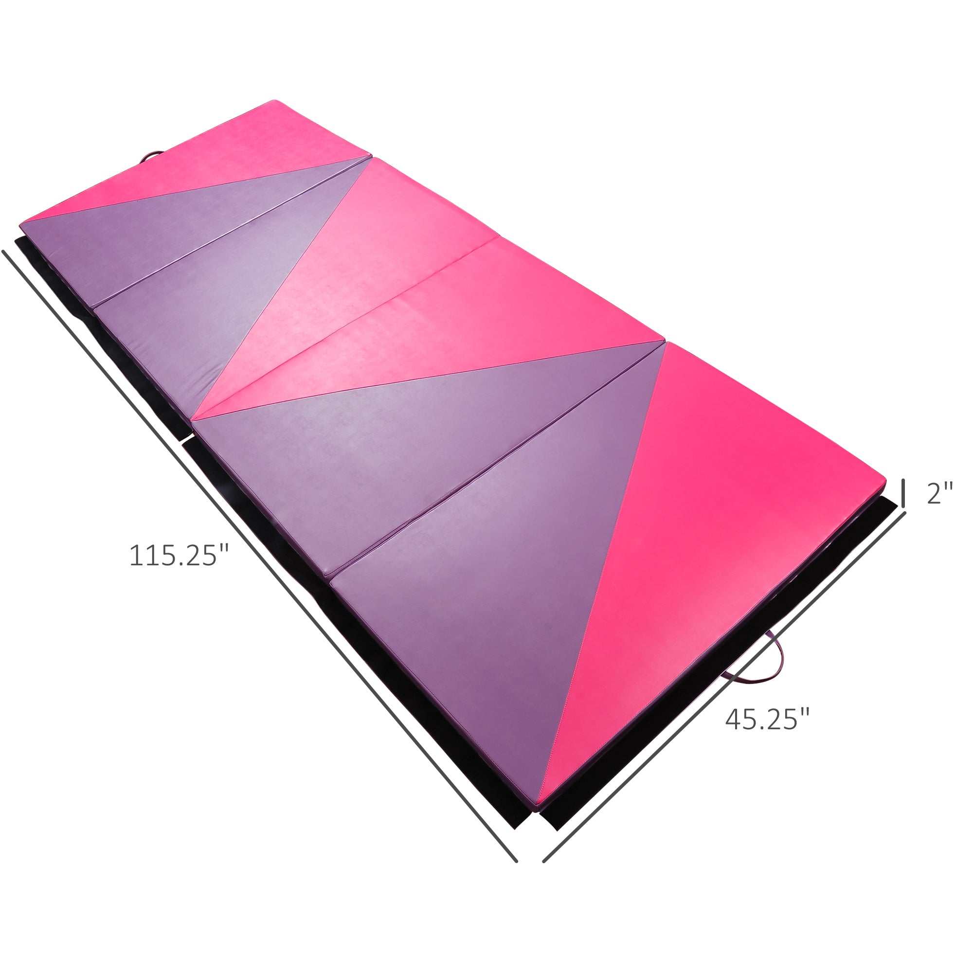 Soozier 4'x10'x2" Folding Gymnastics Tumbling Mat, Exercise Mat with Carrying Handles for Yoga, MMA, Martial Arts, Stretching, Core Workouts, Pink and Purple
