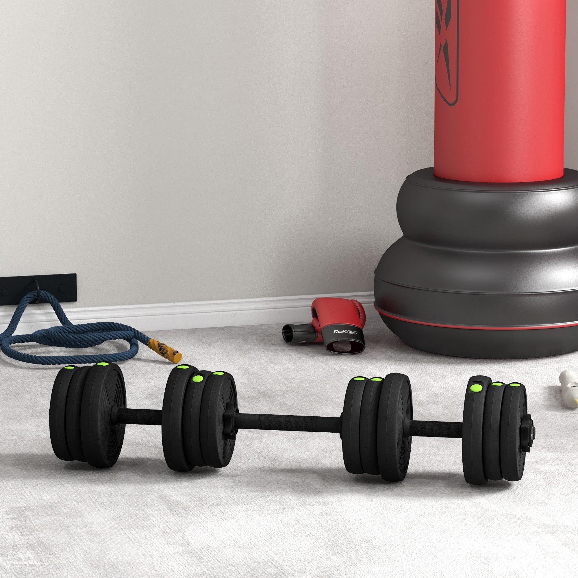 Soozier 44LBS 2-in-1 Adjustable Barbell & Dumbbells Set, Weights Set with Non-slip Handles for Men and Women Home Gym Training
