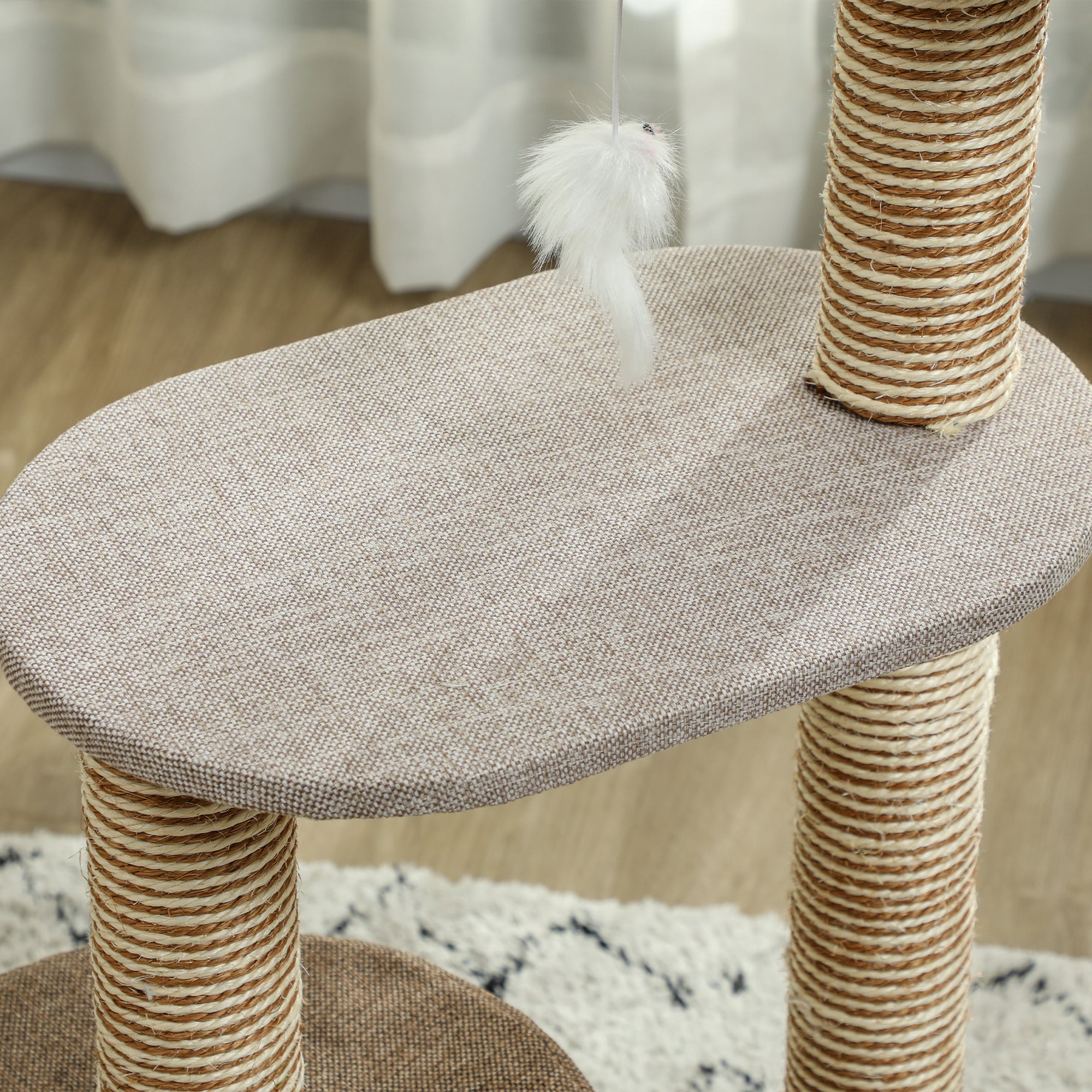 PawHut Scratching Cat Tree Post Climbing Kitten Pets Furniture with Toy, Brown