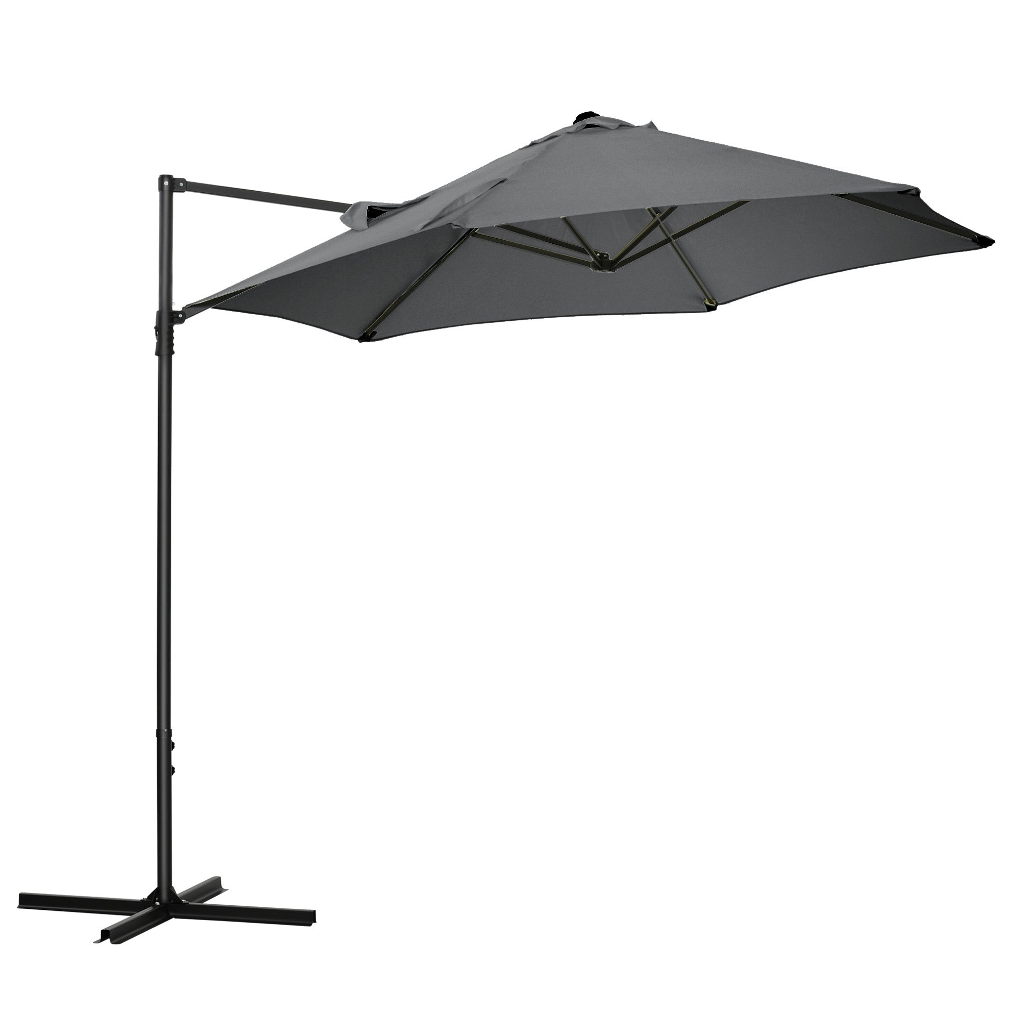 Outsunny 8.5FT Outdoor Cantilever Roma Parasol with 360° Rotation and Cross Base, Offset Patio Umbrella for Garden, Dark Grey