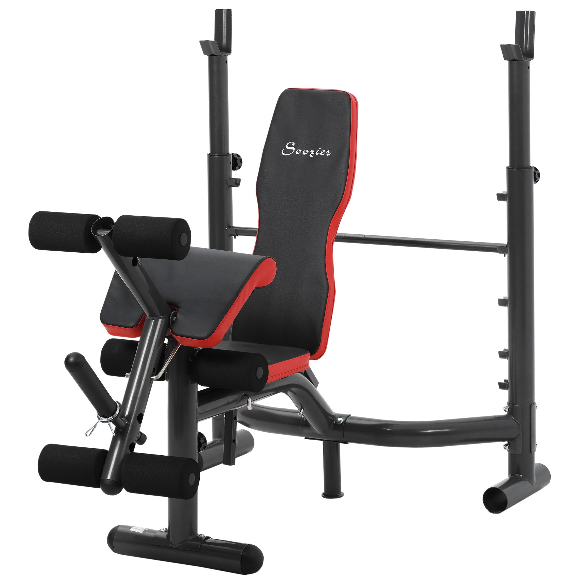 Soozier Press Bench, Heavy Duty Multiple Function Workout Adjustable Bench with Preacher Curl, Leg Developer