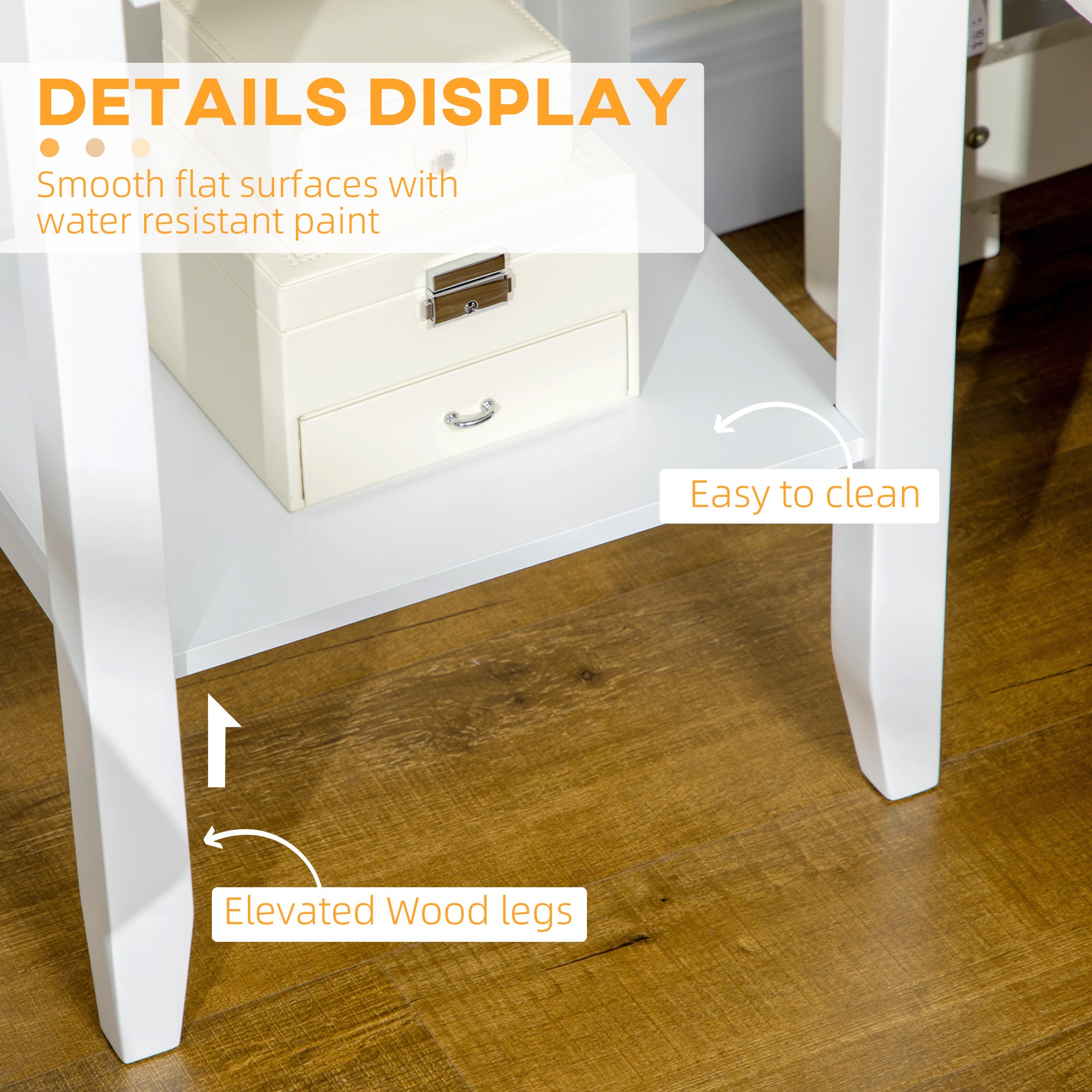 HOMCOM Side Table Set of 2, End Tables with Drawer and Bottom Shelf, 2-tier Nightstand for Bedroom, Living Room, White