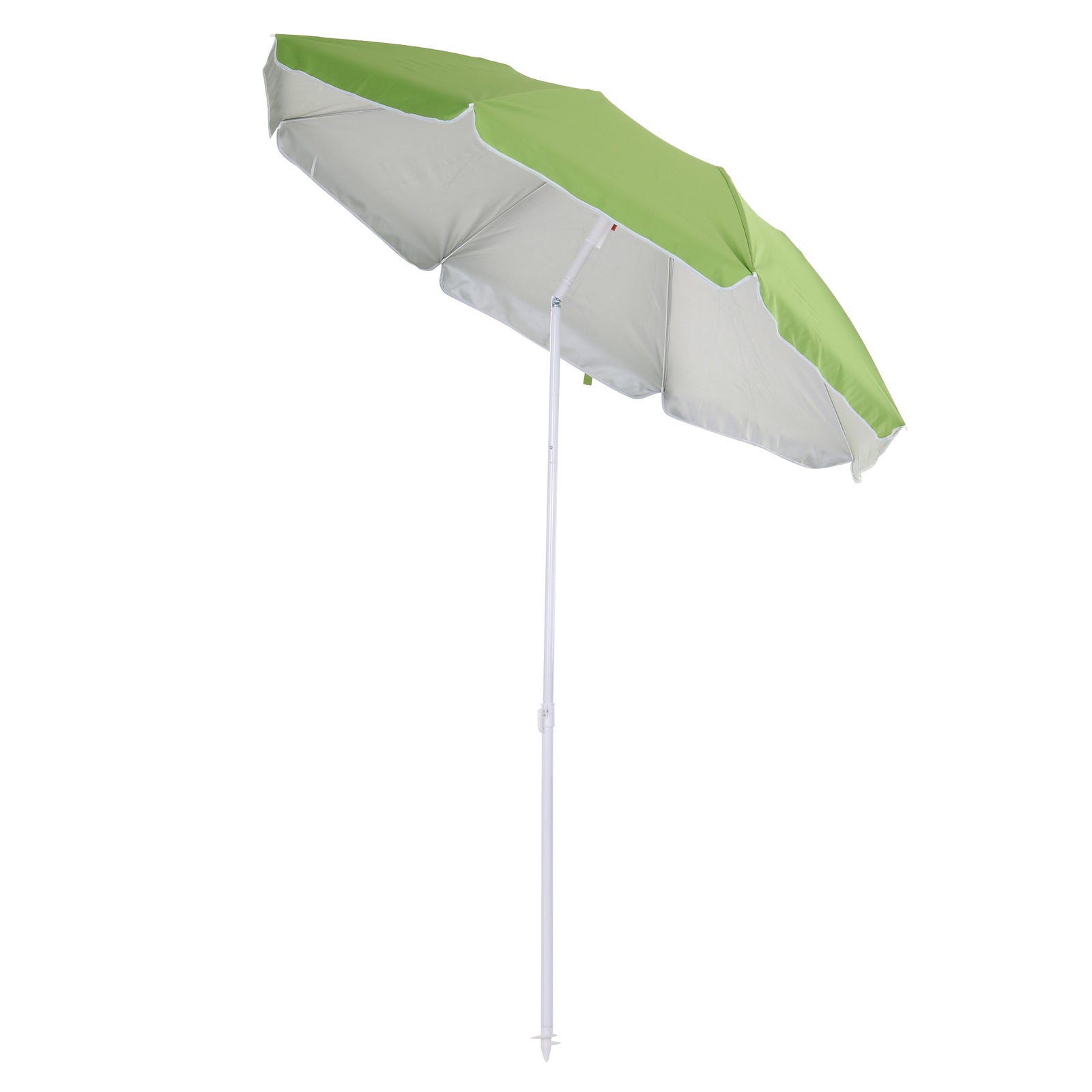 Outsunny 6.7ft Beach Umbrella with Push Button Tilt, Ruffled Outdoor Umbrella with Carry Bag and 8 Ribs, Green