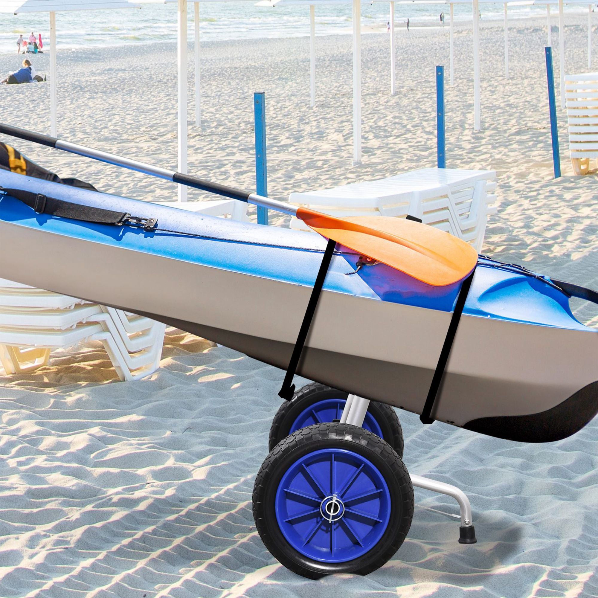 Soozier Aluminum Kayak Cart Adjustable Kayak Dolly with Wheels and Foldable Kickstand for Kayaks, Canoes, Paddleboards