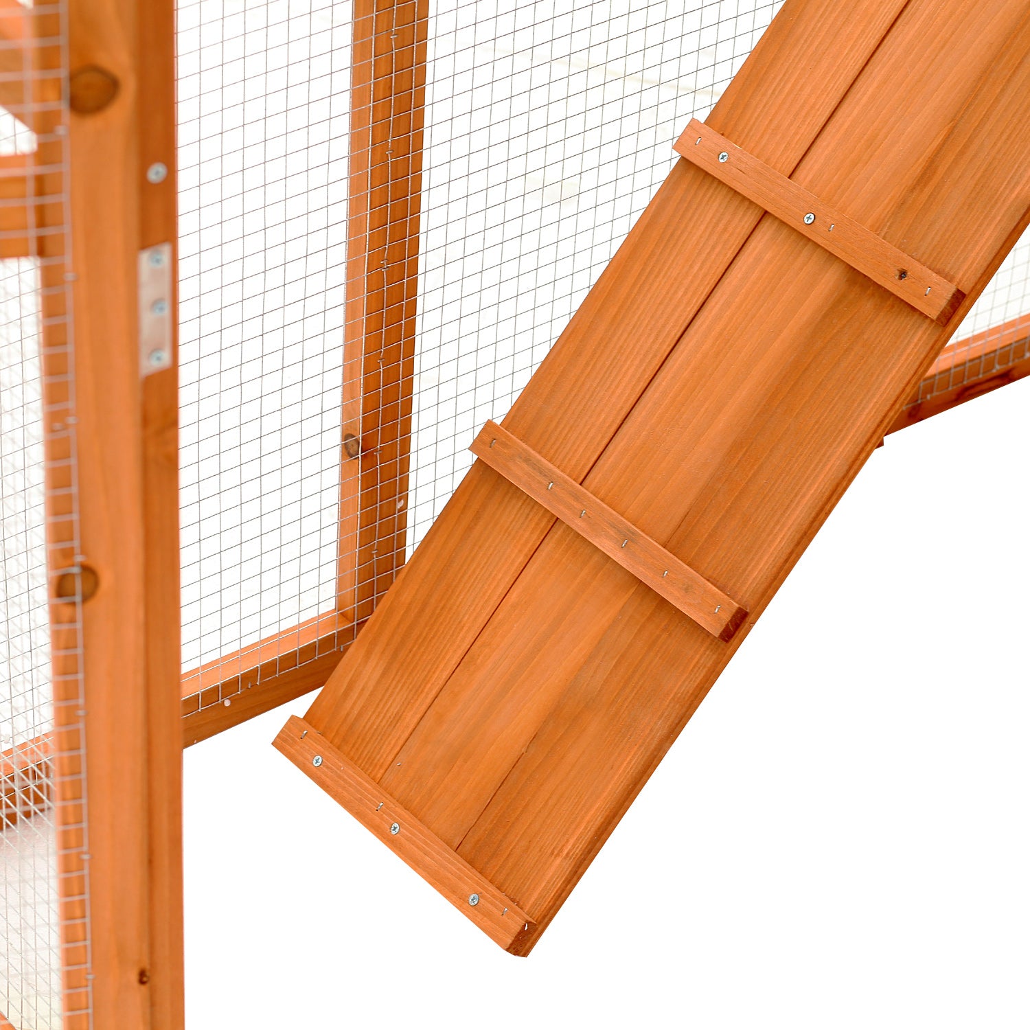 PawHut Large Wooden Outdoor Cat House with Large Run for Play, Catio for Lounging, and Condo Area for Sleeping, Natural
