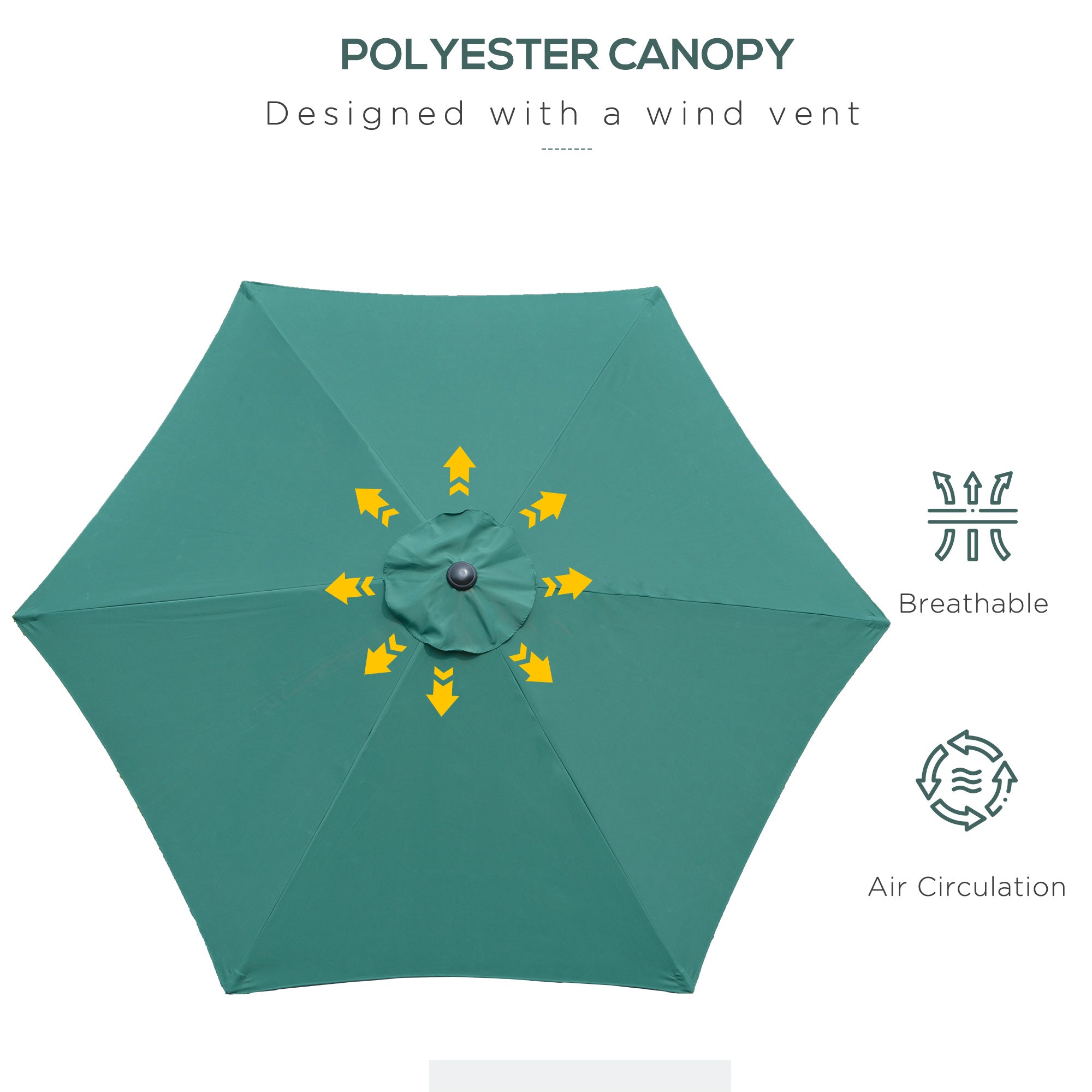 Outsunny 8.5FT Patio Umbrella, Round Garden Parasol with 6 Ribs, Market Sunshade Tilt Canopy w/ Crank Handle for Outdoor, Green