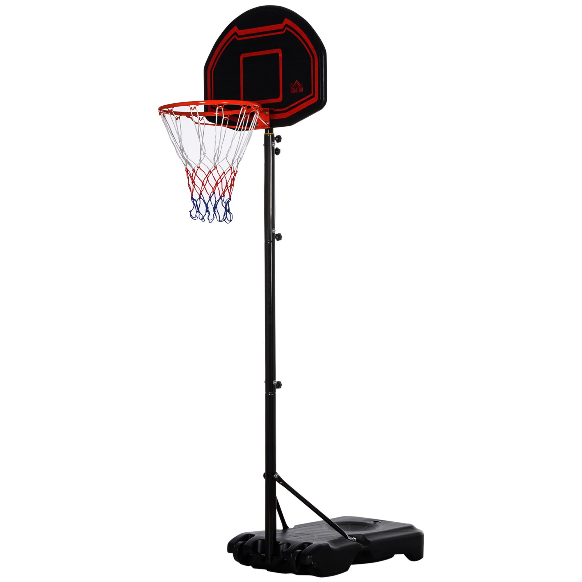 HOMCOM 7-8.5ft Basketball Hoop, Freestanding Basketball System with 27.5" Shatterproof Backboard and Wheels, Black