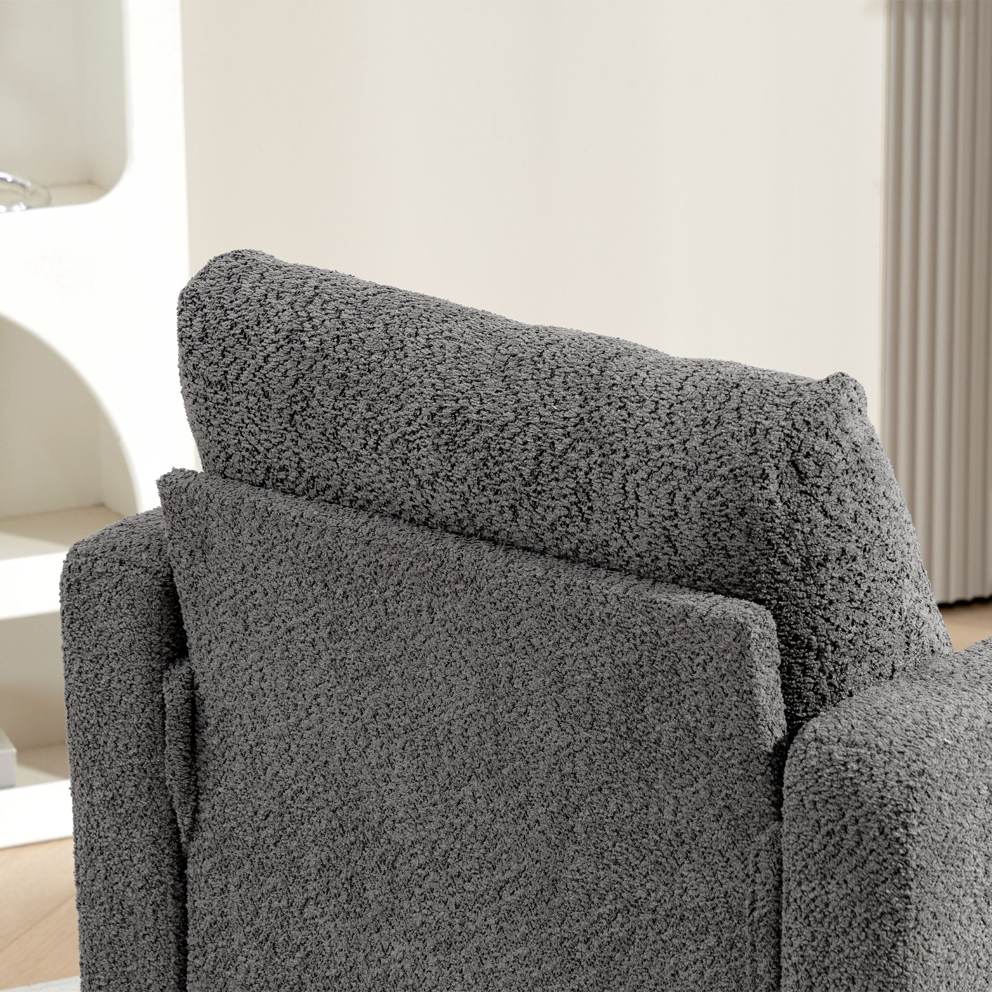 HOMCOM Modern Armchair, Upholstered Chenille Accent Chair with Wood Frame and Back Pillow for Living Room, Dark Grey