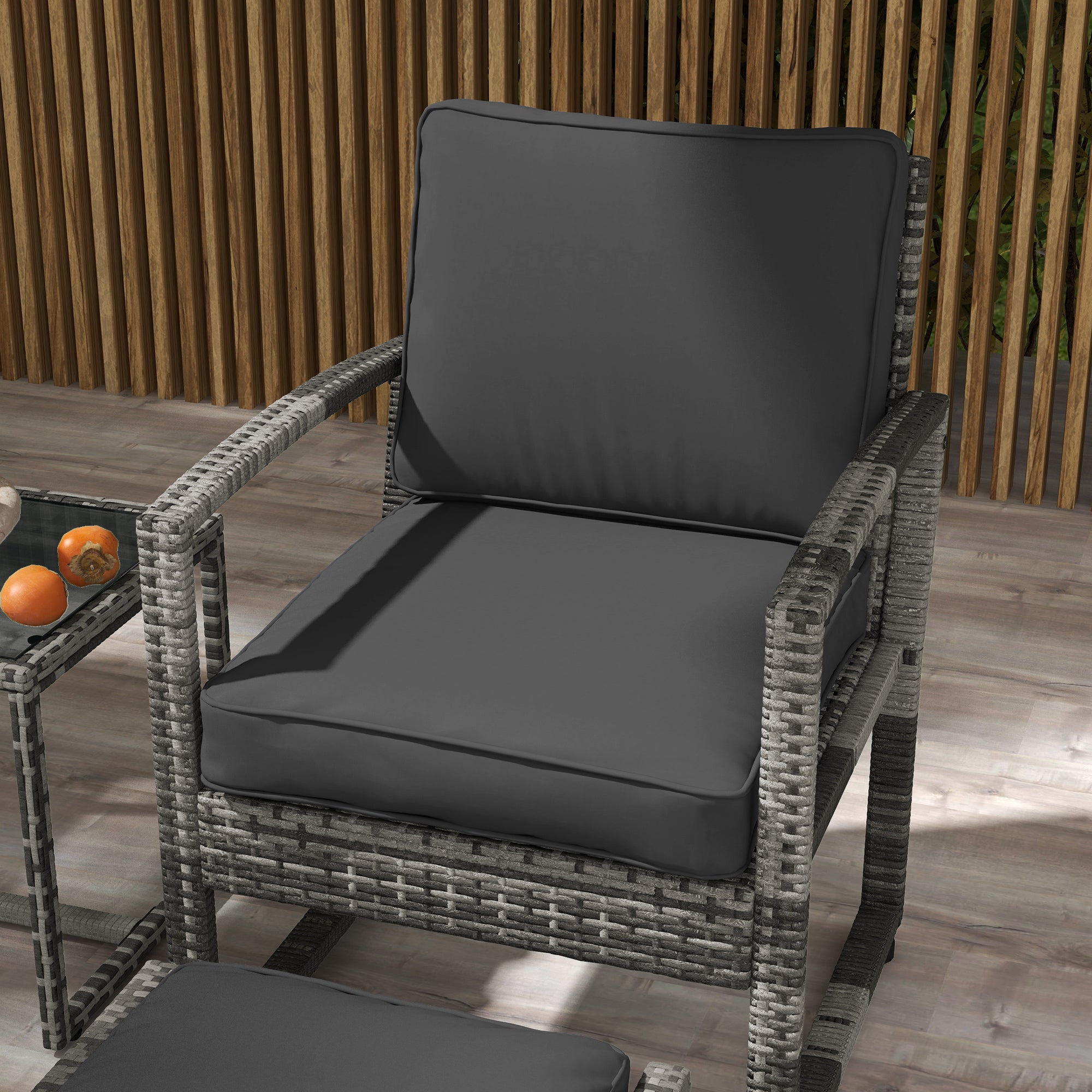 Outsunny 5 Pieces Patio Furniture Set with Armchair, Stool, Table, Cushions, Outdoor Wicker Conversation Sofa Set for Garden