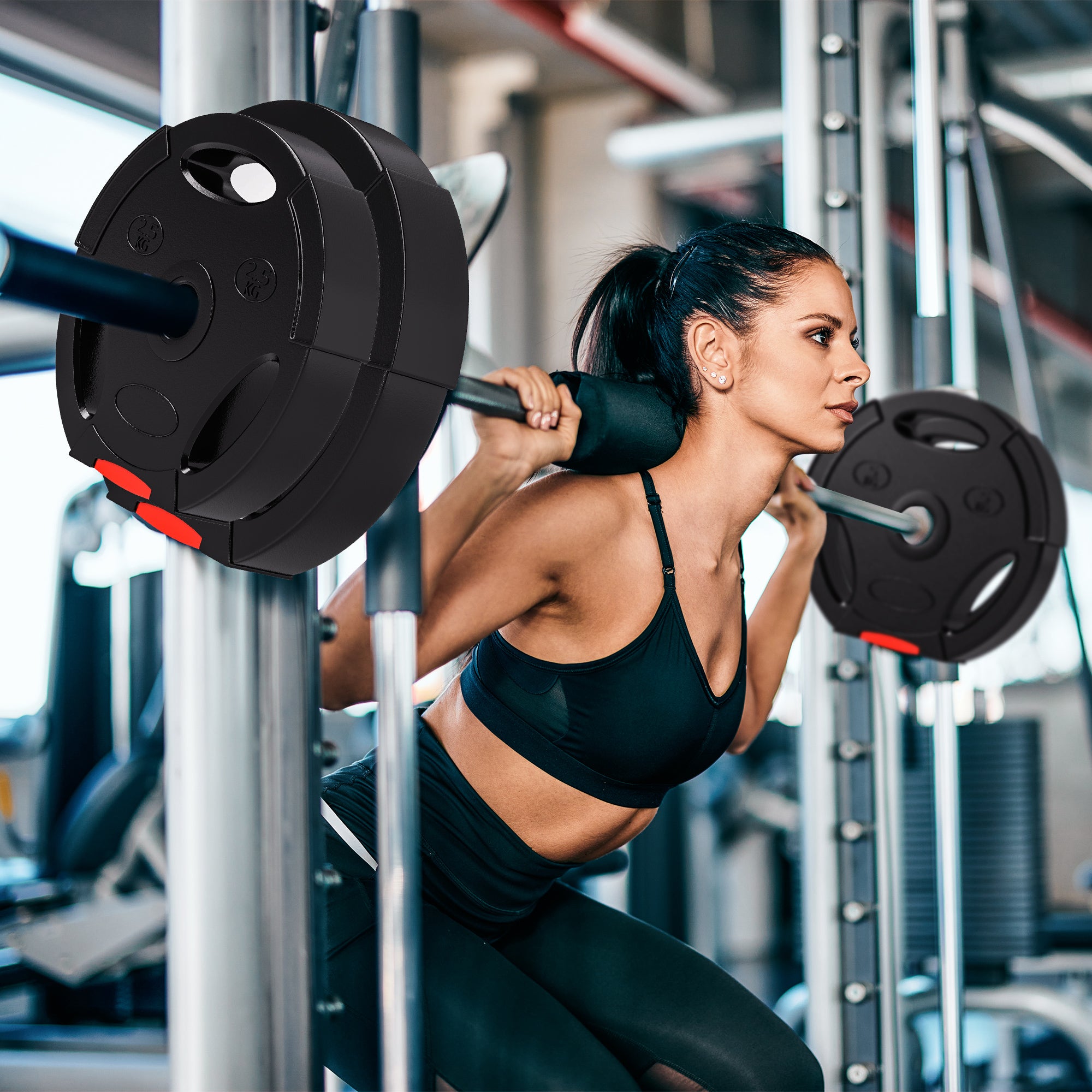 Soozier 1-Inch Weight Plates, Barbell Weights Set for Weightlifting and Strength Training, 2 x 11lbs + 2 x 5.5lbs