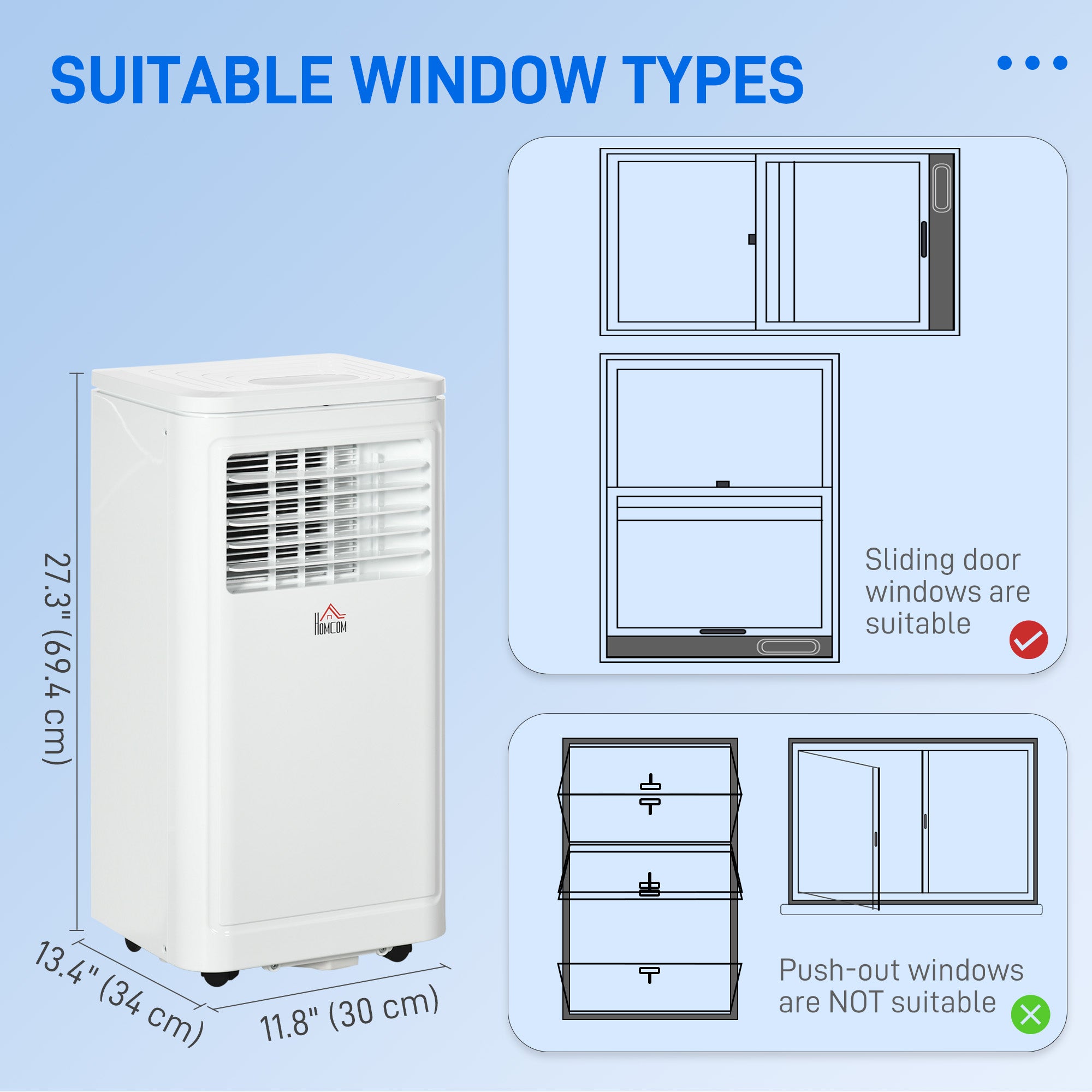 HOMCOM 8000 BTU Portable Air Conditioner with Cooling, Dehumidifier, Remote Control, 24-Hour Timer, Window Mount Kit, Cream