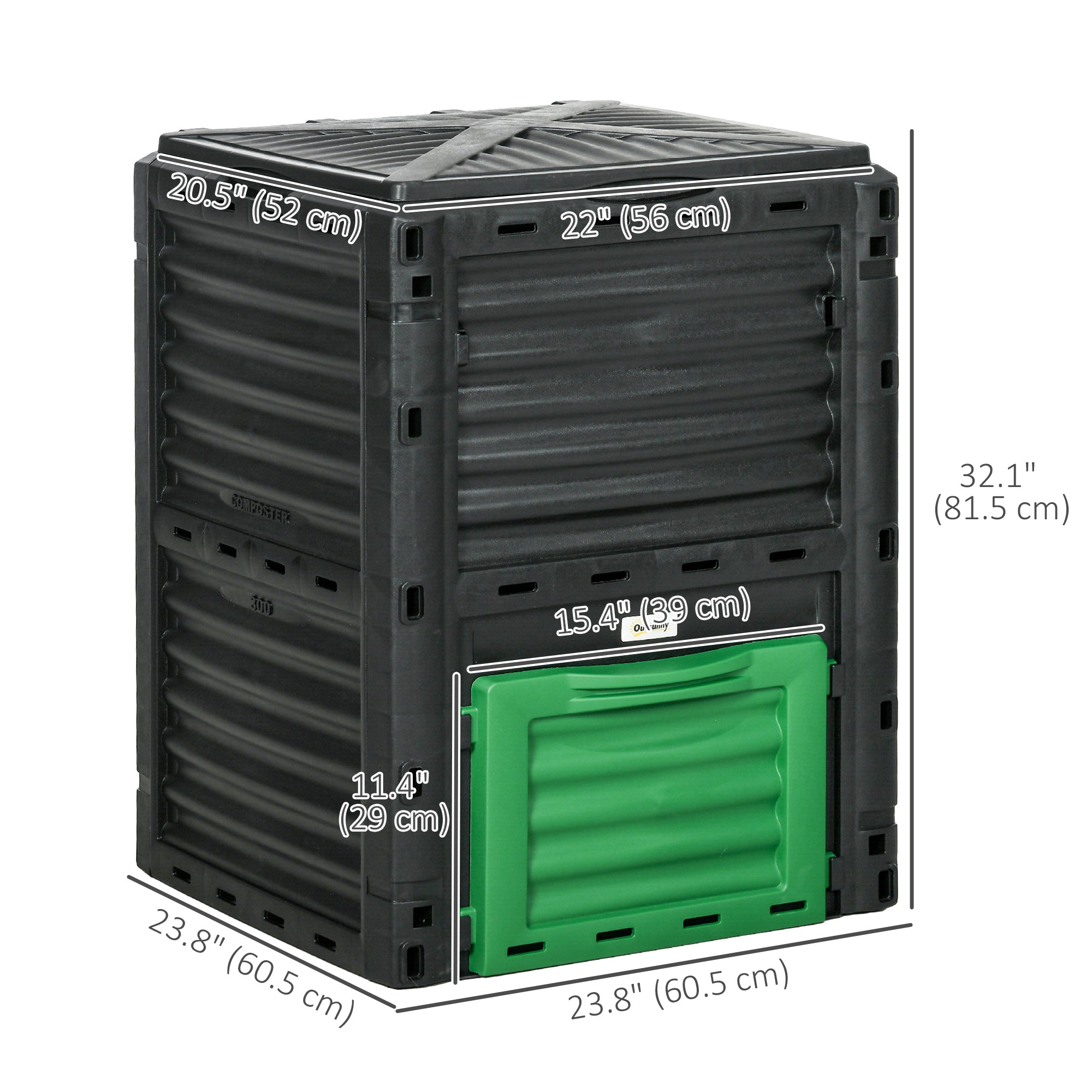Outsunny Outdoor Compost Bin Garden Container, Fast Creation of Fertile Soil Aerating Compost Box, 80 Gallon, Green