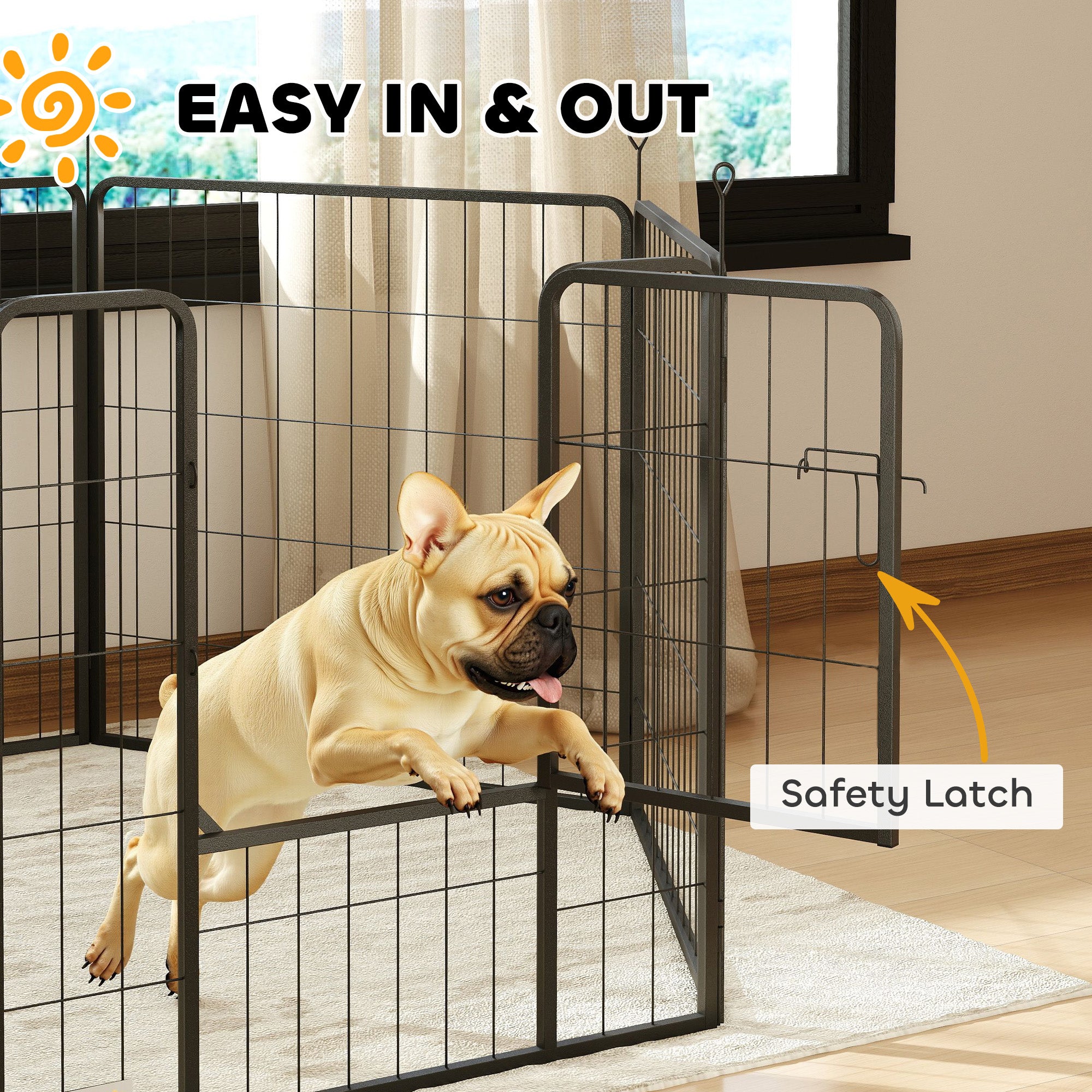 PawHut Heavy Duty Dog Playpen with Door for Medium Dogs, 6 Panels, 31.5"H