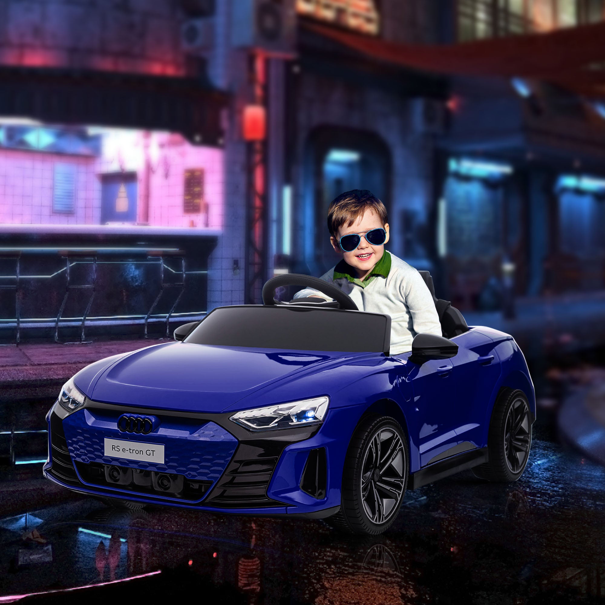 Aosom 12V Audi RS e-tron GT Licensed Kids Ride on Car, Battery Powered Electric Car with Remote Control, Navy Blue