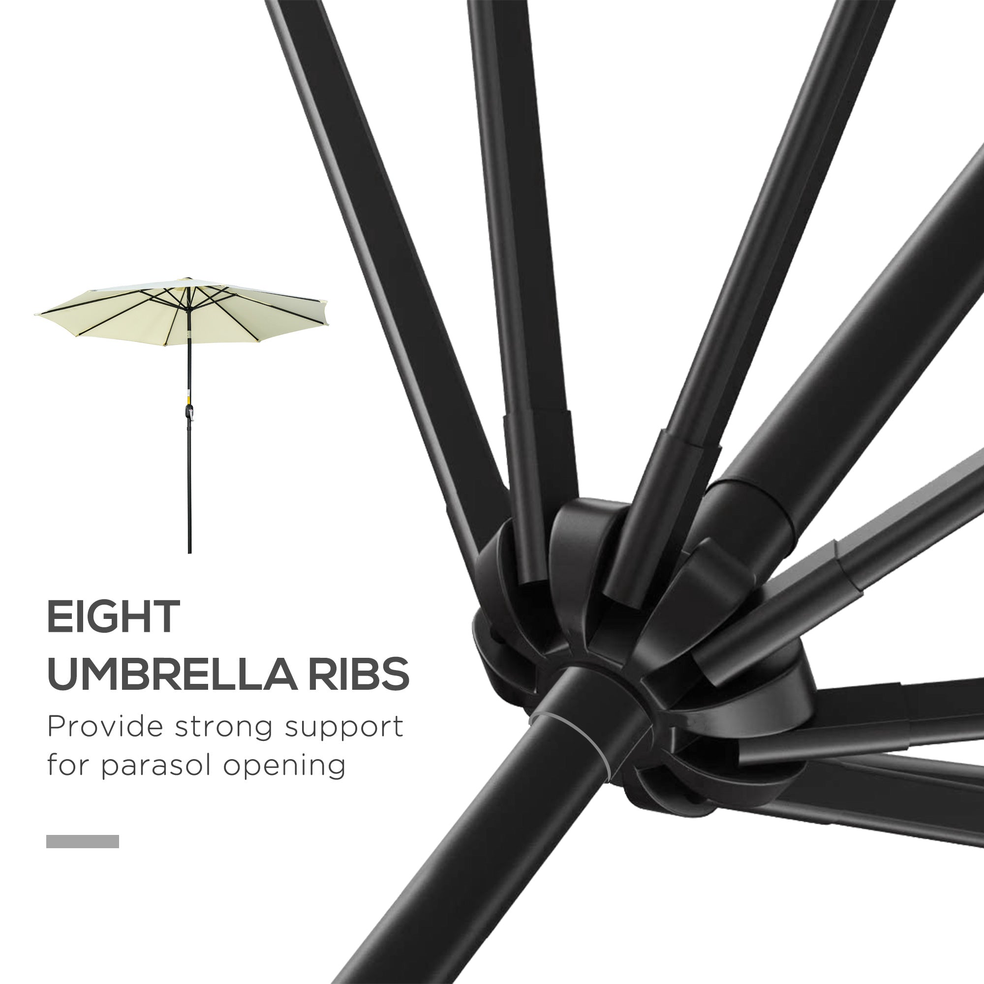 Outsunny 10' x 8' Round Market Umbrella, Patio Umbrella, Outdoor Parasol with Crank Handle, Tilt for Garden, Bench, Lawn, Beige