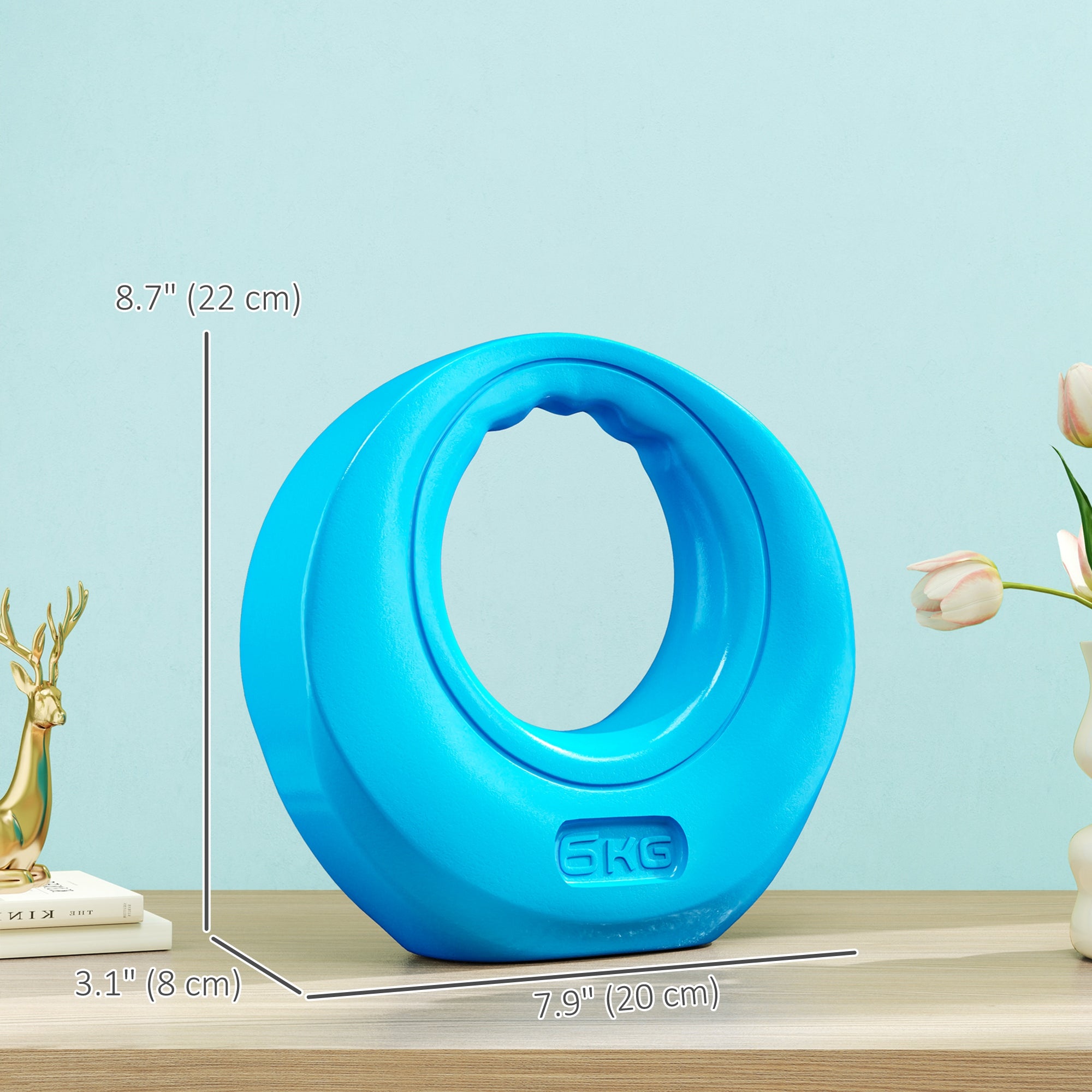 Soozier 13lbs Kettlebell, Soft Kettle Bell with Wide Handle for Home Gym Weight Lifting and Strength Training, Light Blue