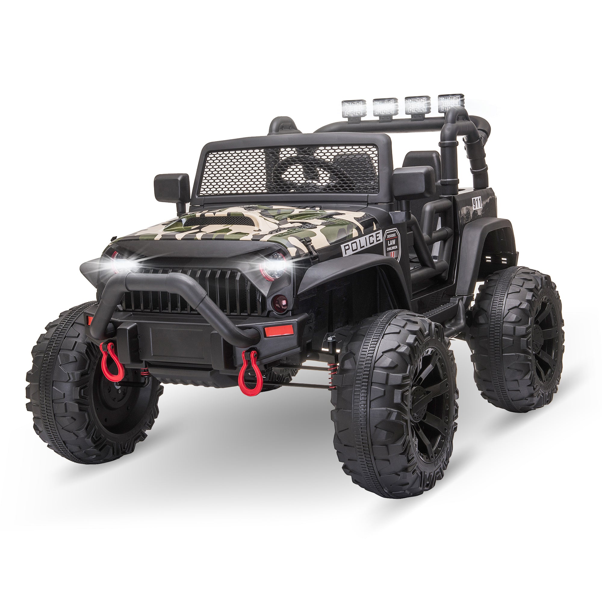 Aosom 12V Battery-powered Kids Jeep Ride On Police Car with Parental Remote Camouflage