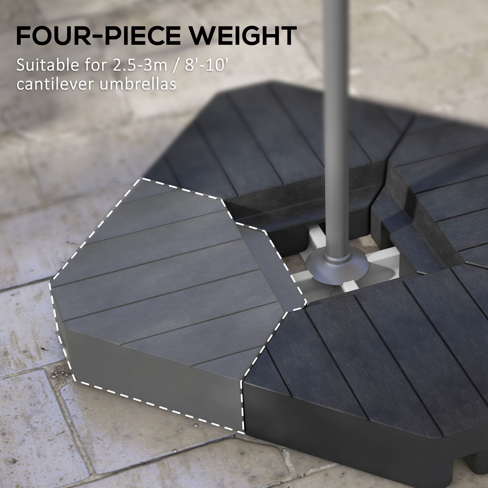 Outsunny Offset Umbrella Base Outdoor Umbrella Weights, 132 lb. Capacity Water or 176 lb. Capacity Sand, Black