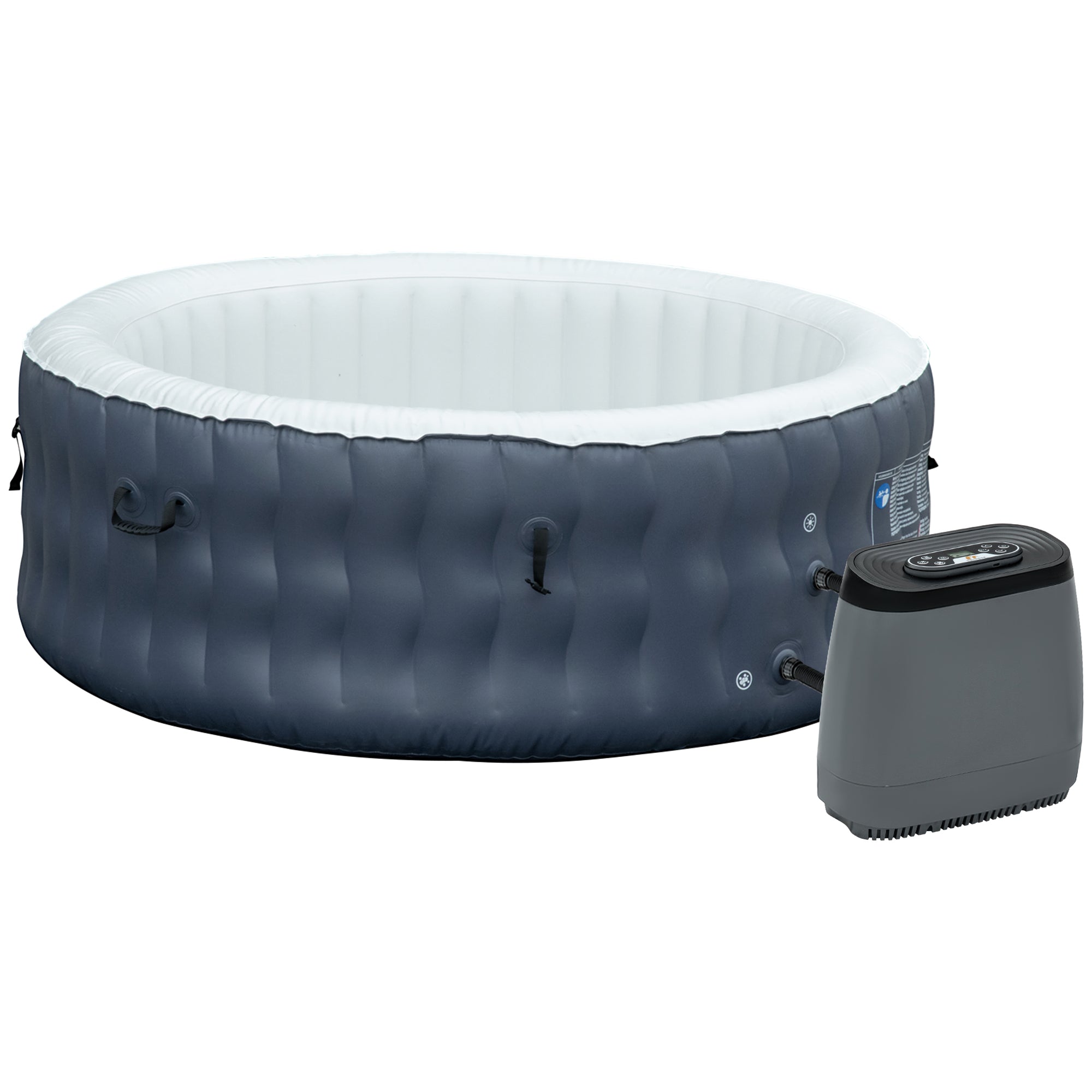 Outsunny 4-6 Person Inflatable Portable Hot Tub Outdoor Round Heated Spa with 108 Jets, Cover, Filter Cartridges, Dark Blue