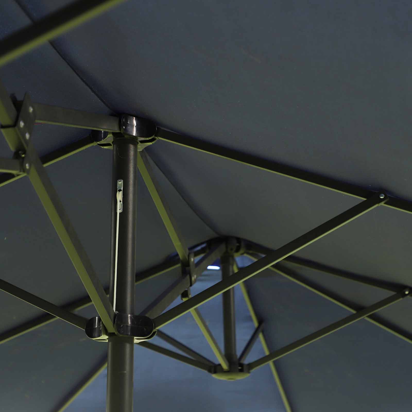 Outsunny 15ft Double-sided Patio Umbrella with Twin Canopy, Extra Large Outdoor Parasol with Crank for Pool, Deck, Market, Blue