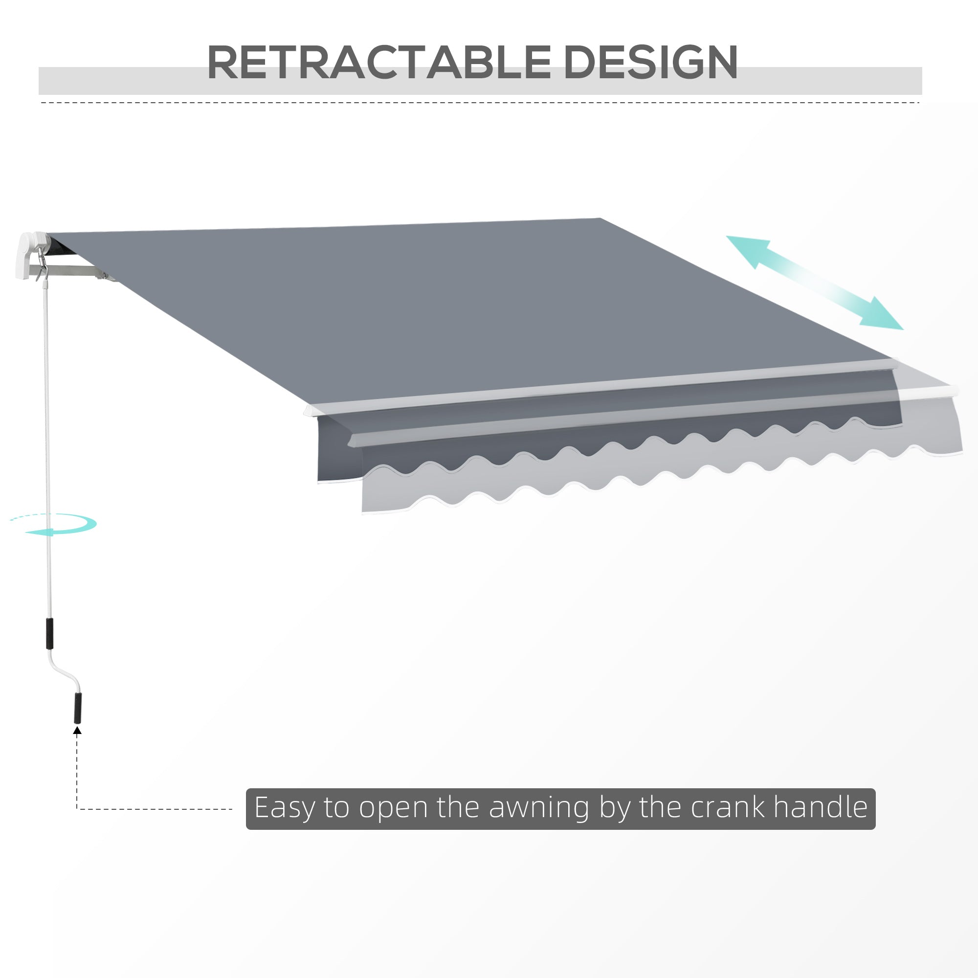 Outsunny 10' x 8' Manual Retractable Awning, Sunhade Shelter Canopy UV Protection for Window Door Patio Deck Yard, Dark Grey