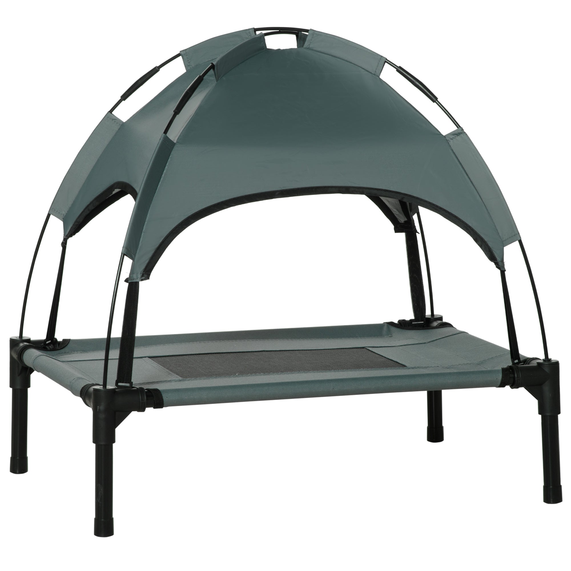 PawHut Elevated Cooling Pet Bed Portable Raised Dog Cot with Canopy for Small-Sized Dogs, Grey